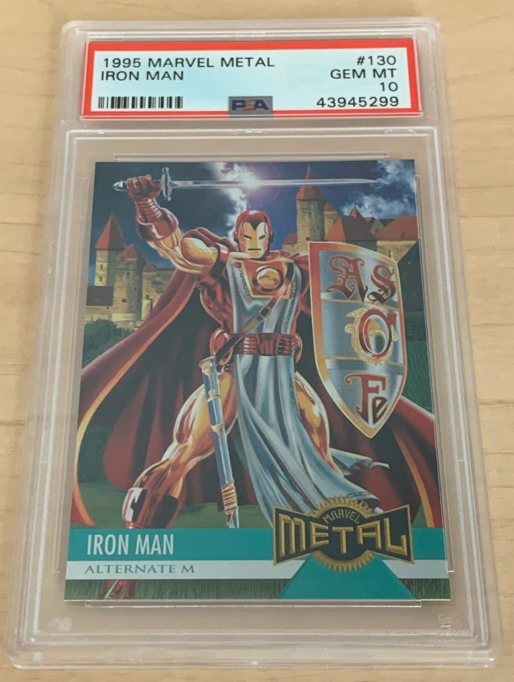 1995 Marvel Metal #130 💎 IRON MAN 💎Alternate M / King Arthur 💎 PSA 10 💎