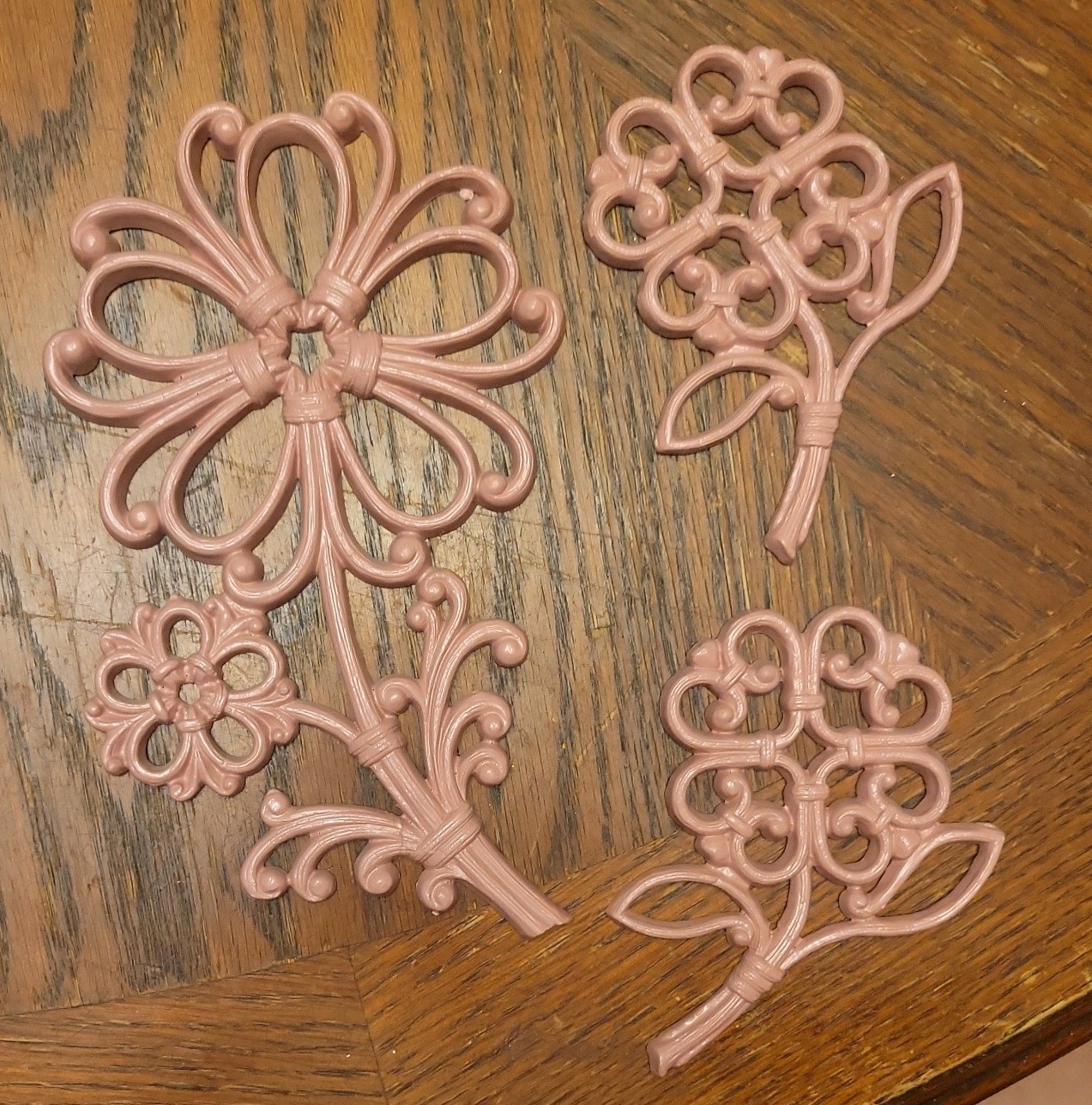 Set Of 3 Vintage Homco Boho MCM Flowers Wall Hangings Decoration Pink Nursery