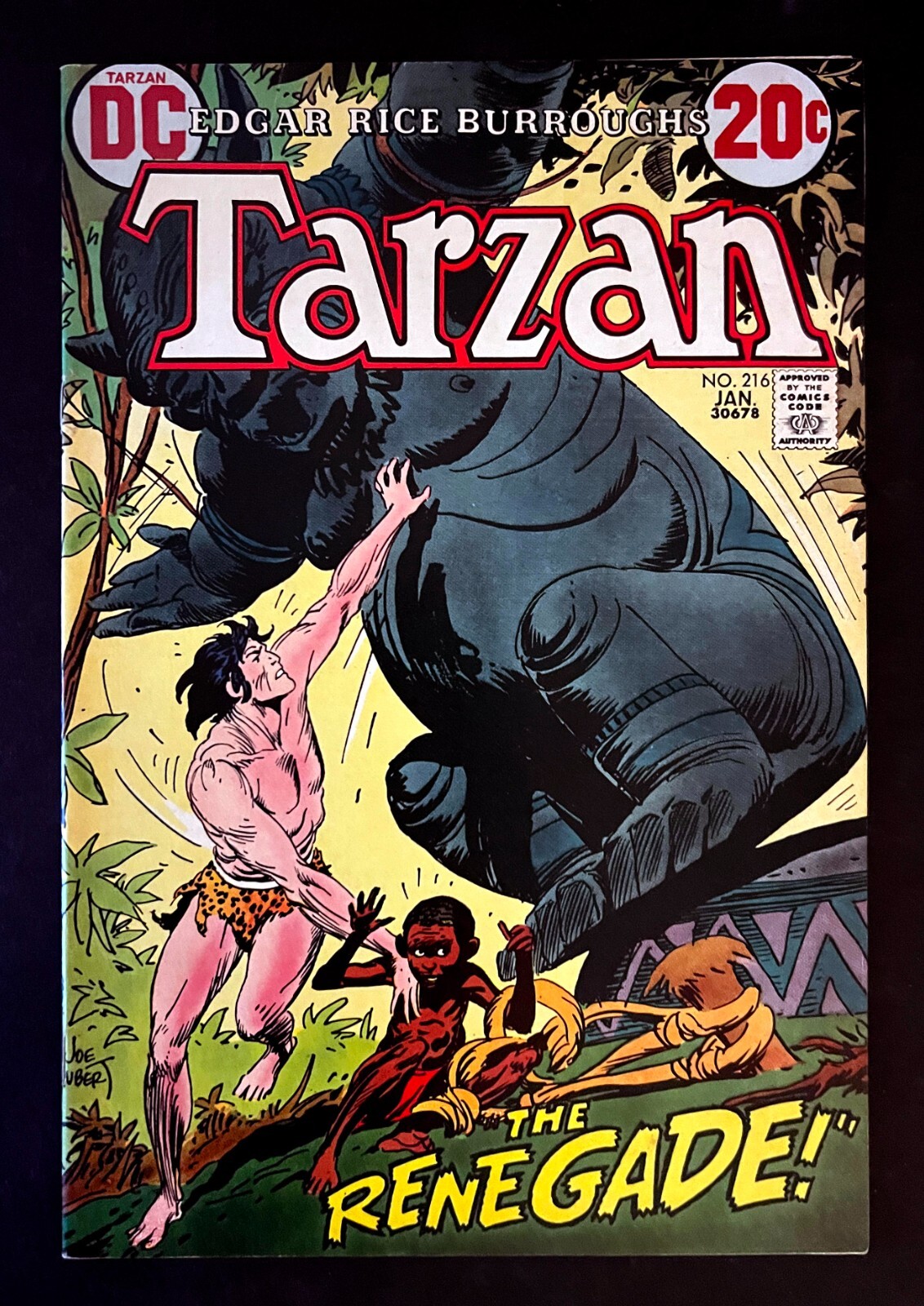 TARZAN #216 Nice Copy JOE KUBERT Cover & Art EDGAR RICE BURROUGHS DC Comics 1973