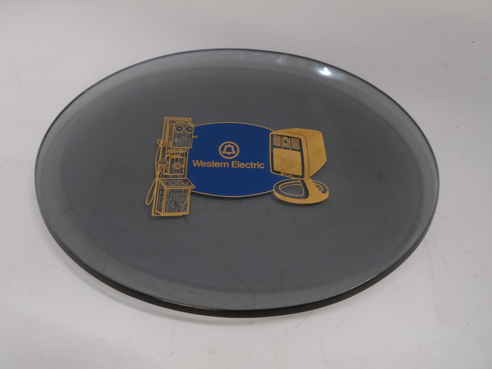 Vintage Western Electric Smoked Glass Award Plate – Commemorative Telephone Dish