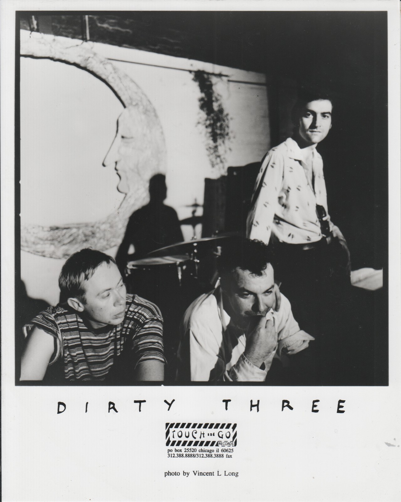 Australian Instrumental Post Punk DIRTY THREE B&W 8x10 Publicity PHOTO