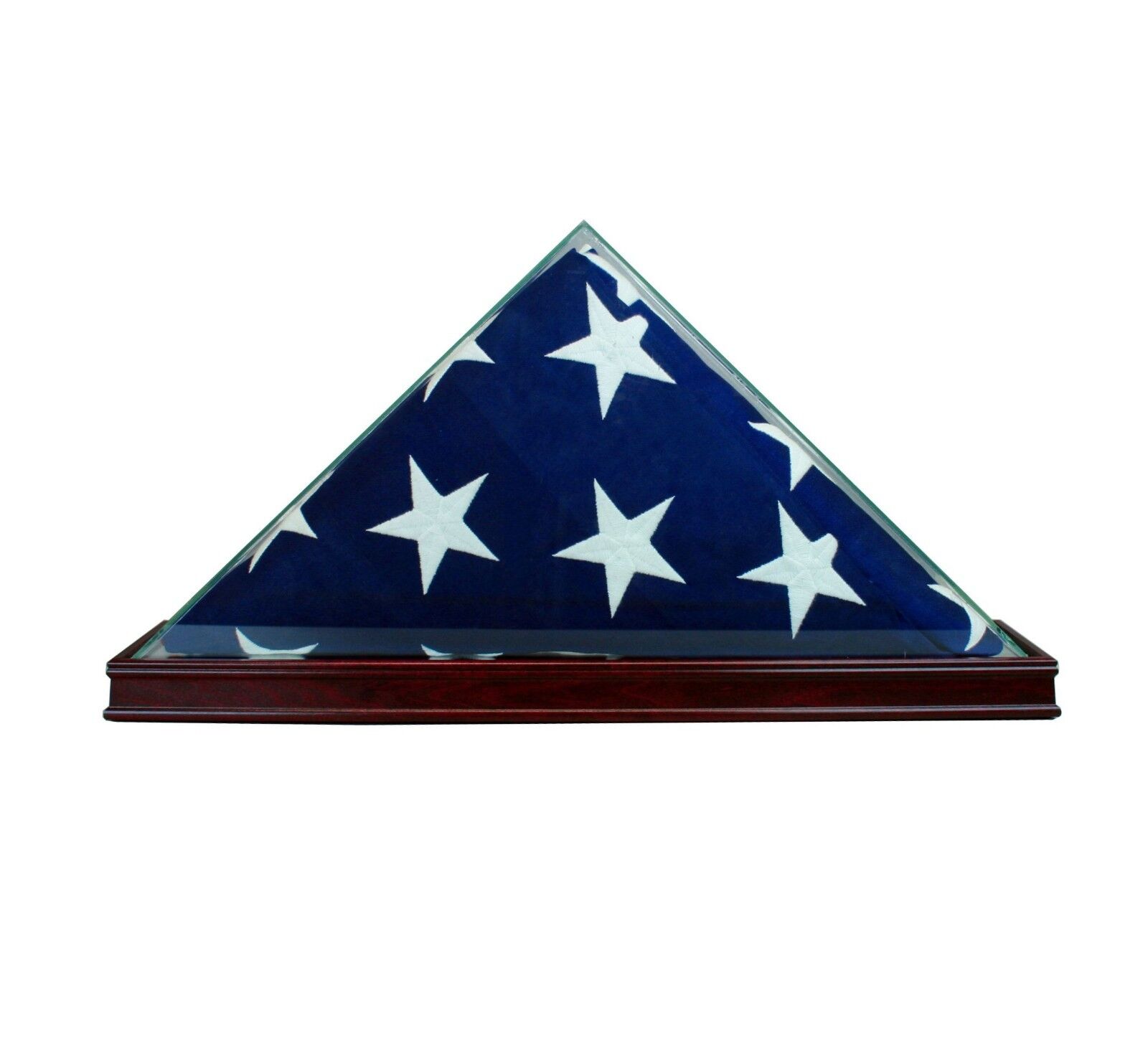 Glass Flag Display Case for 9.5\' x 5\' Flag - Real Glass, Real Wood 