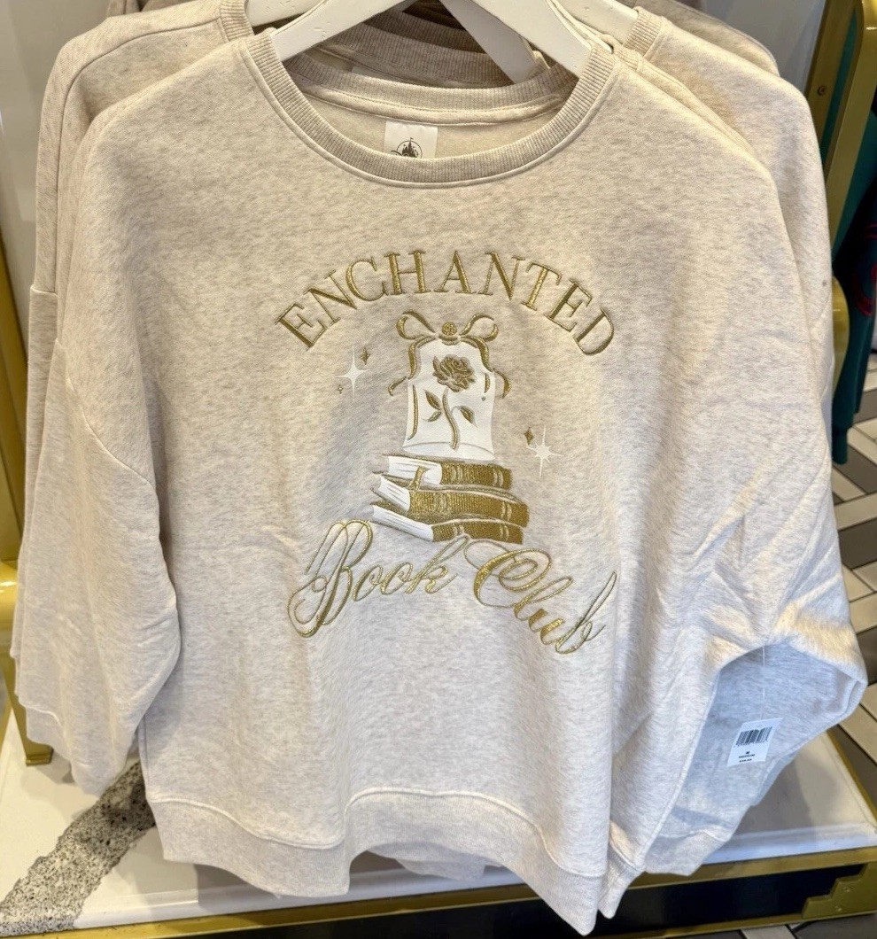 2026 Disney Parks Enchanted Book Club Sweatshirt XS Pullover Embroidered Belle
