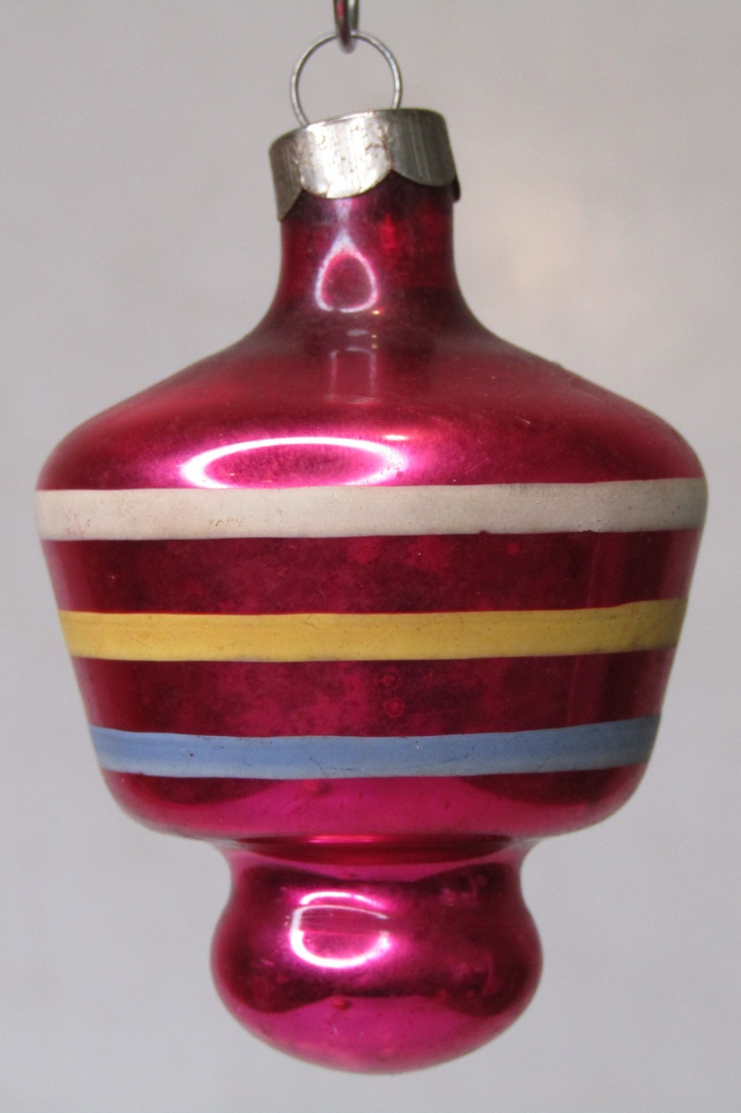 VTG Glass Striped TORNADO DROP Christmas Ornament Franke Shiny Brite US of A RED