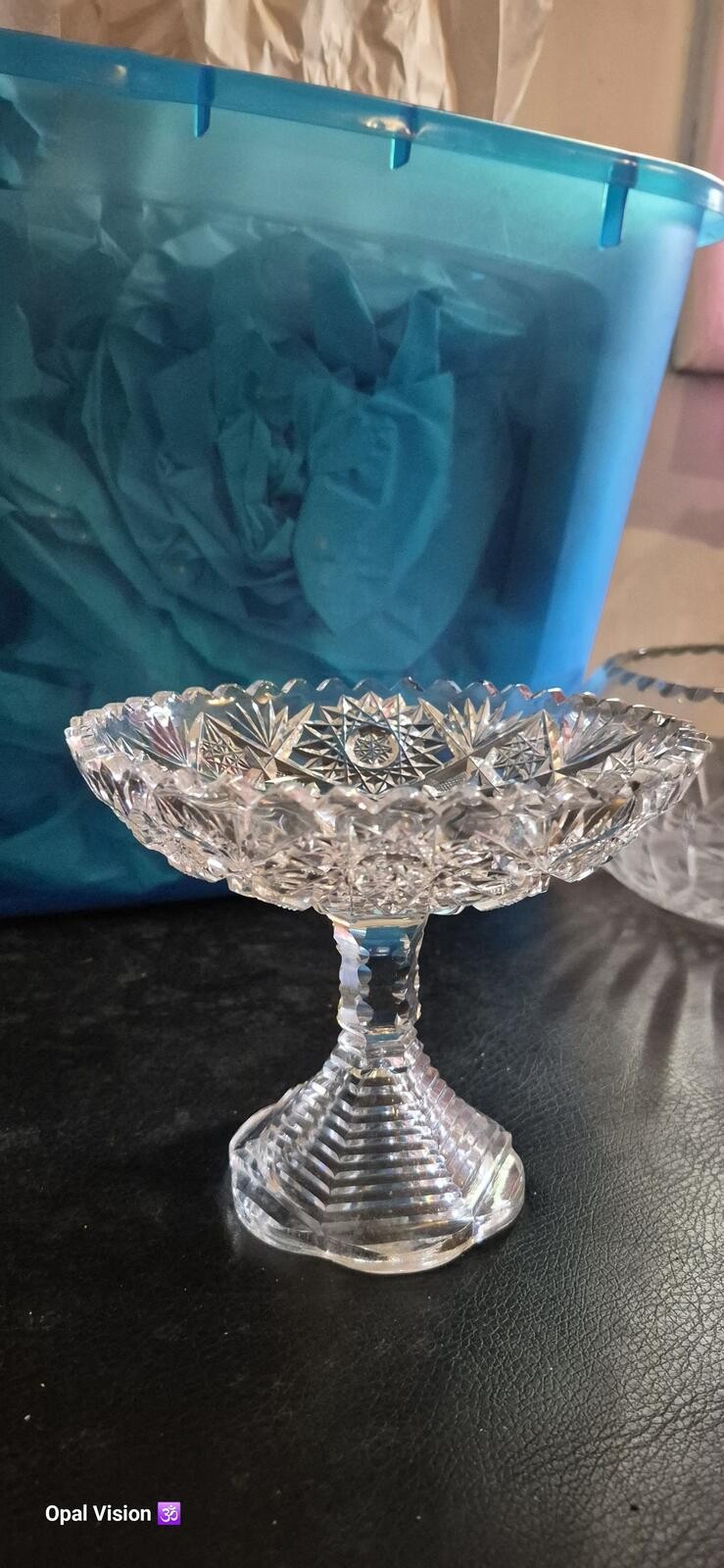 Vintage Cut Glass Pedestal Candy Dish