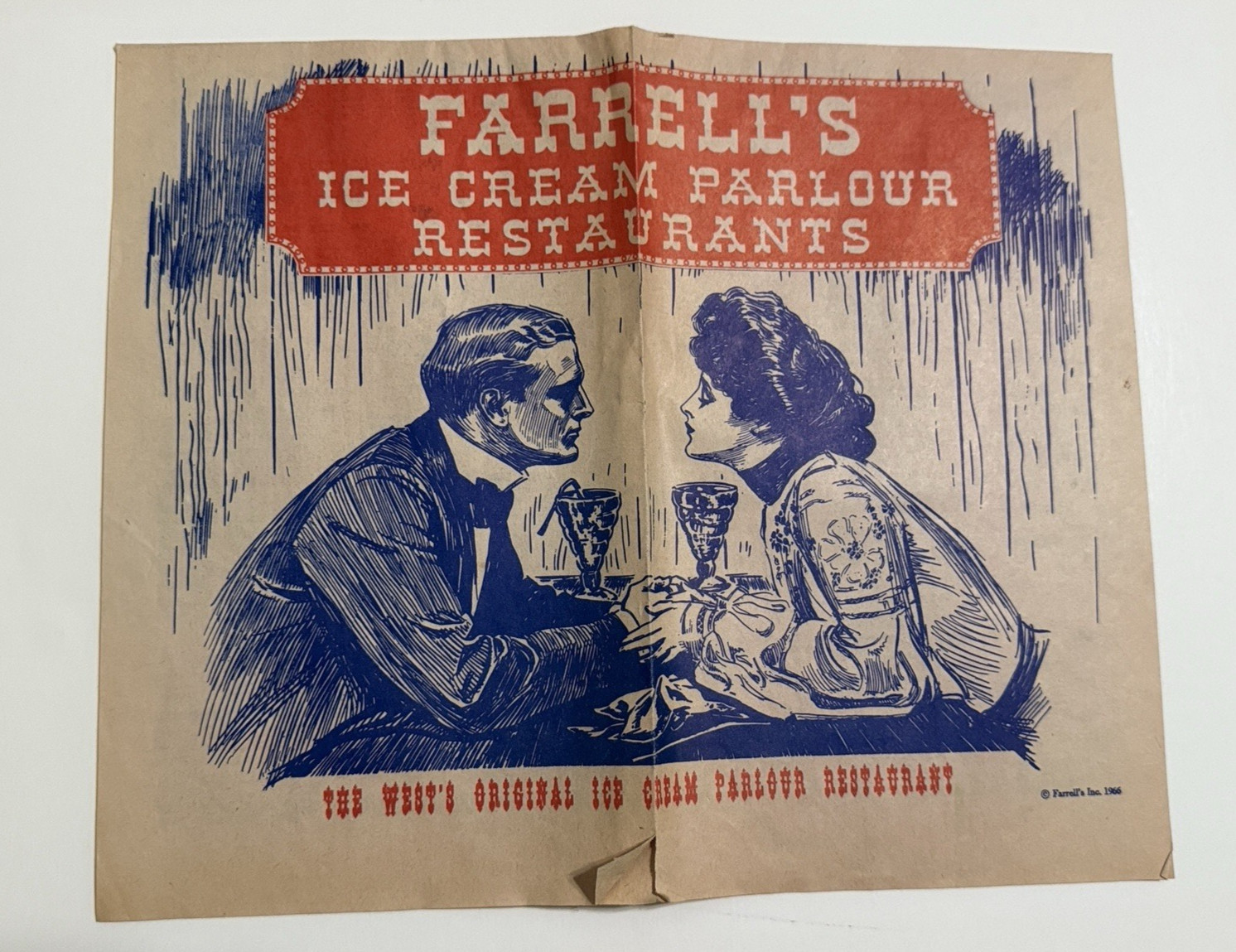 FARRELL'S Ice Cream Parlour Menu, Vintage Restaurant Fountain 1966, Colors