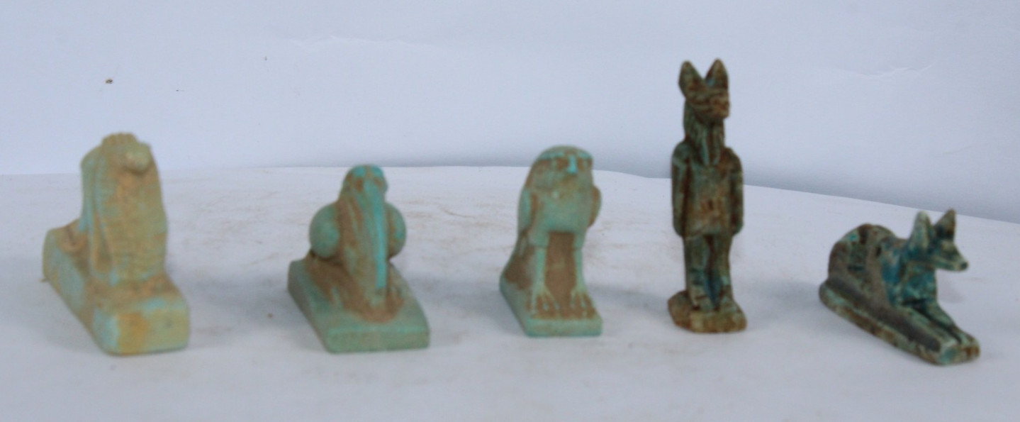 5 Pharaonic Ancient Egyptian Of Anubis Horus, Cobra, Anubis Set, Bes Statues