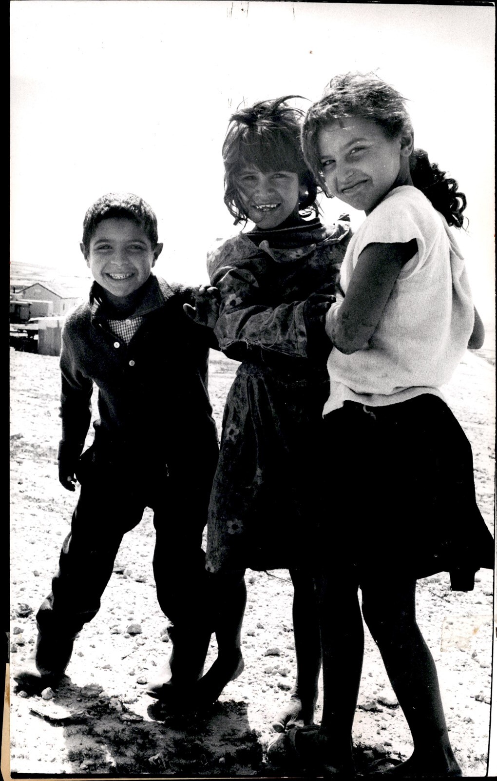 LG83 1970 Original Oversize Photo BEDOUIN CHILDREN NOMADIC CAMP NEGEV ISRAEL
