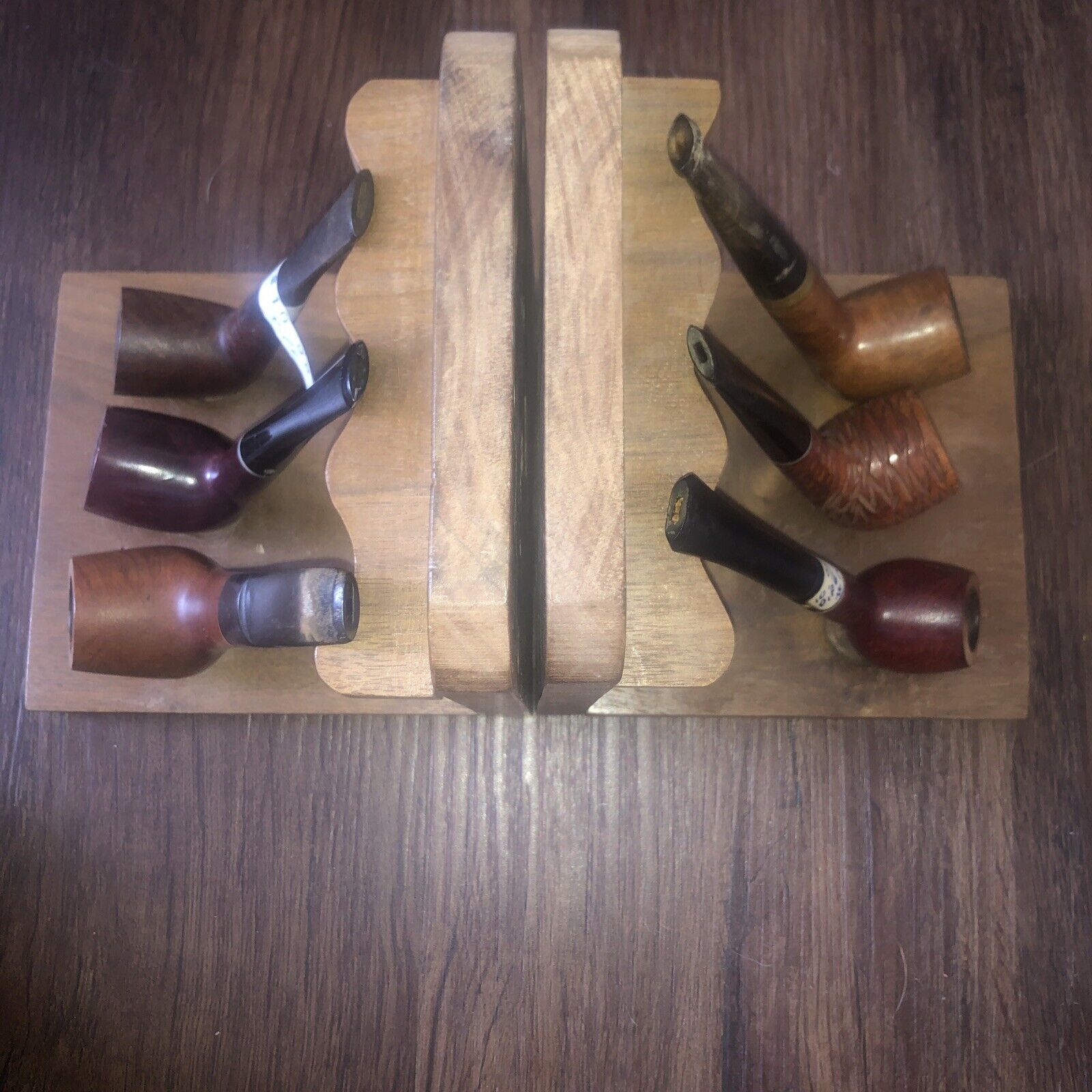 Variety Of Cigar Pipes Set Of 6  And Set Of Pipe Stand