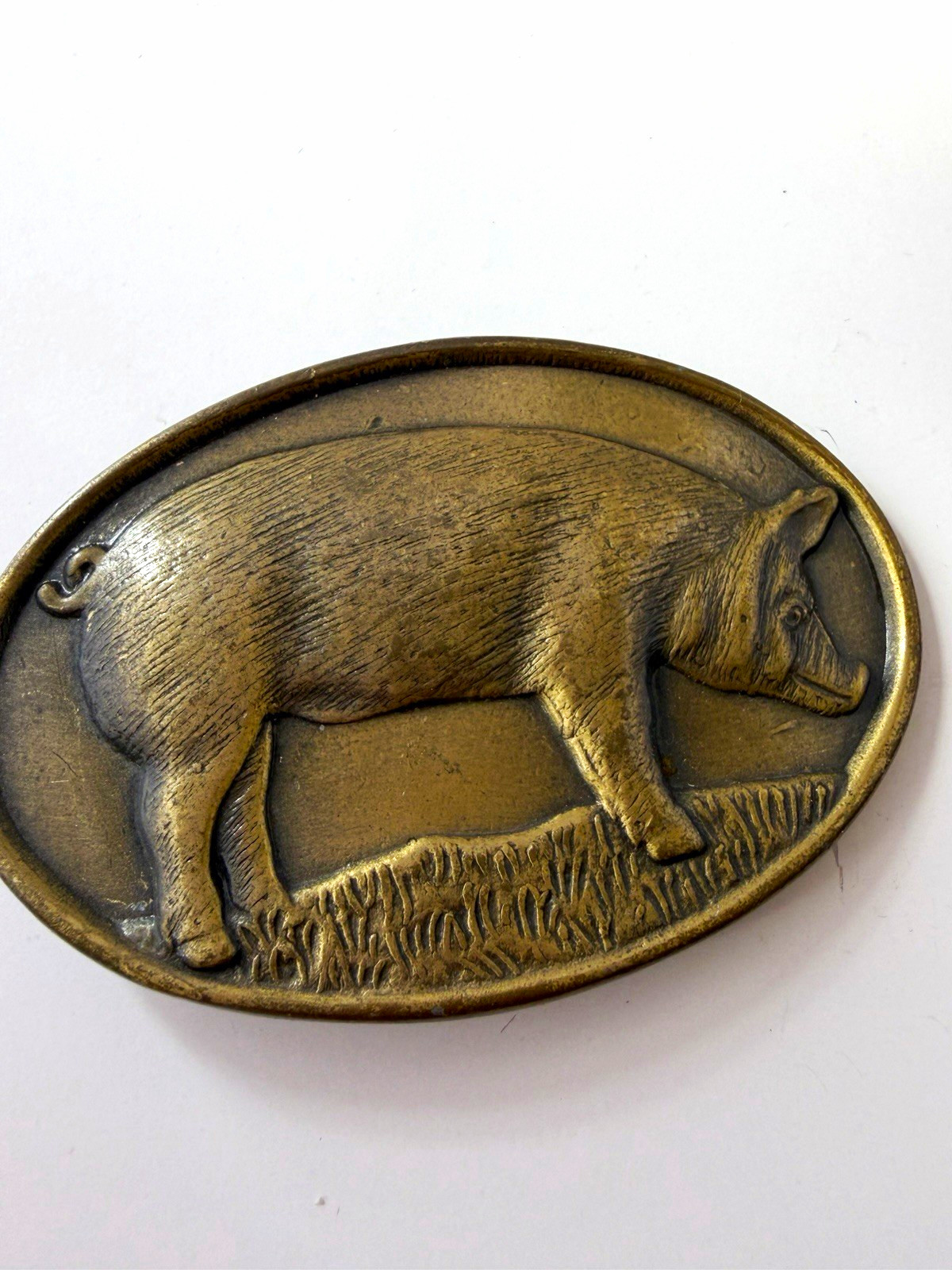 Vintage Wayne Feeds Pig Belt Buckle Allied Mills Inc Limited Edition Farm Animal