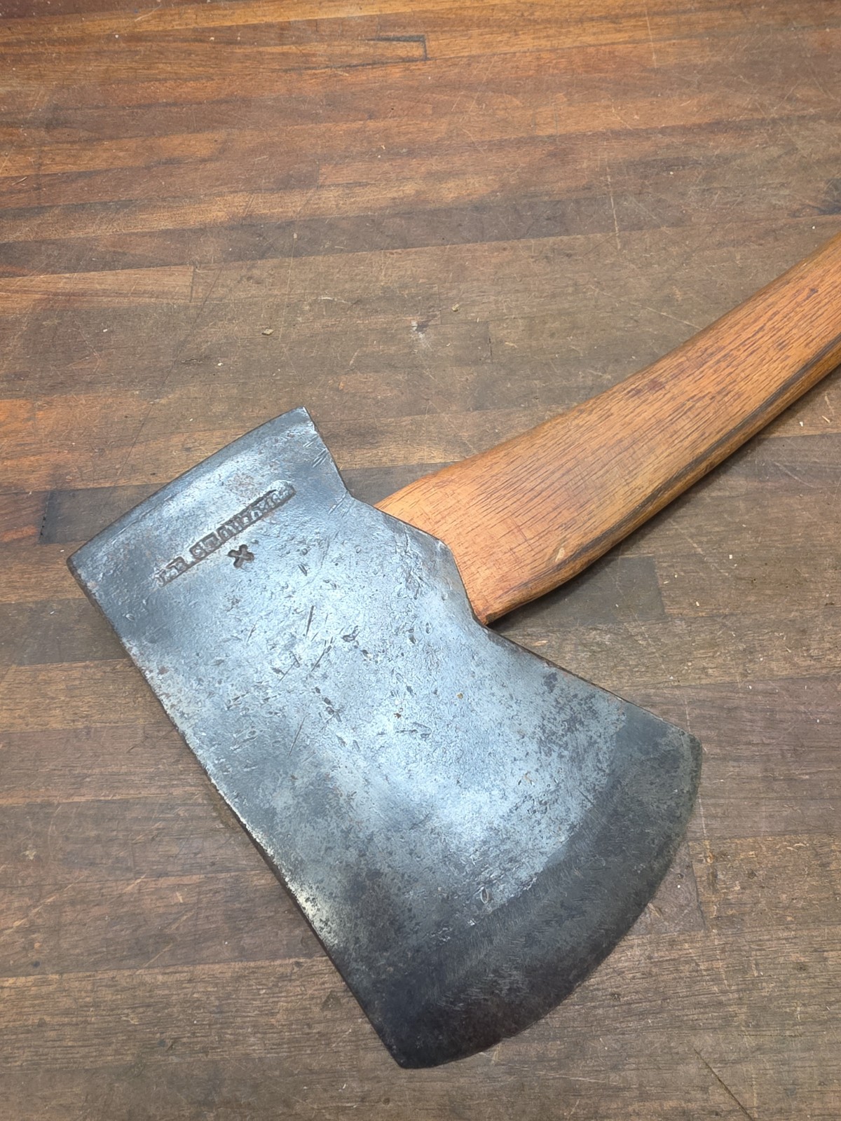 AC54- Antique Hand Forged JB STOHLER AXE Schaefferstown Pa 4  lb 12 oz