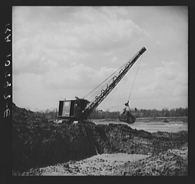Martin County Indiana 1937 Steamshovel at Work on Spillway Land Use Project
