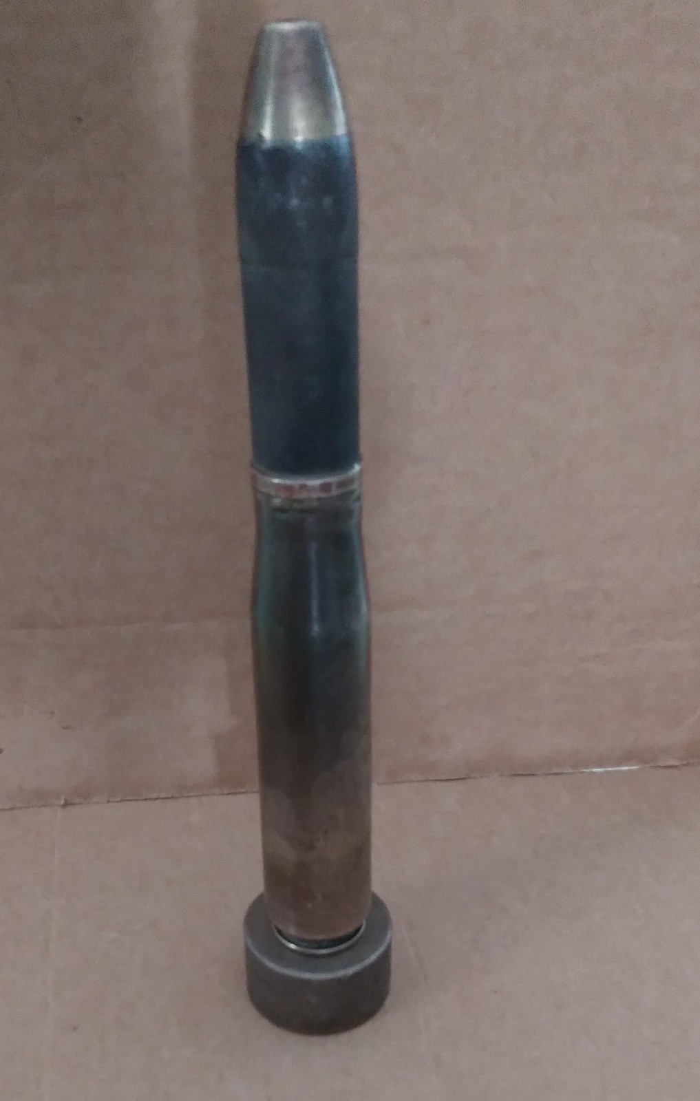 WWII 1942 Trench Art-Brass 20mm-MK-2 A.S.C   Paperwieght - Inert with base stand