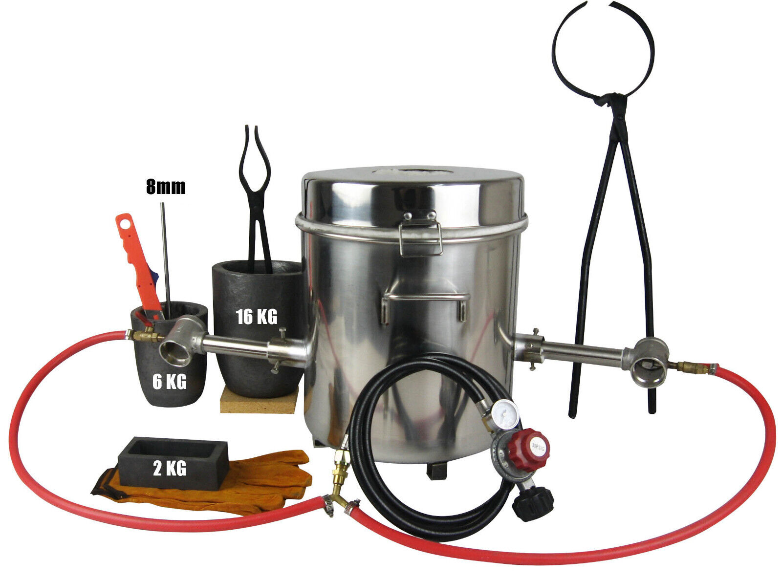 16 KG Propane Melting Furnace Kits Casting Tools with Tongs for Lifting&Pouring