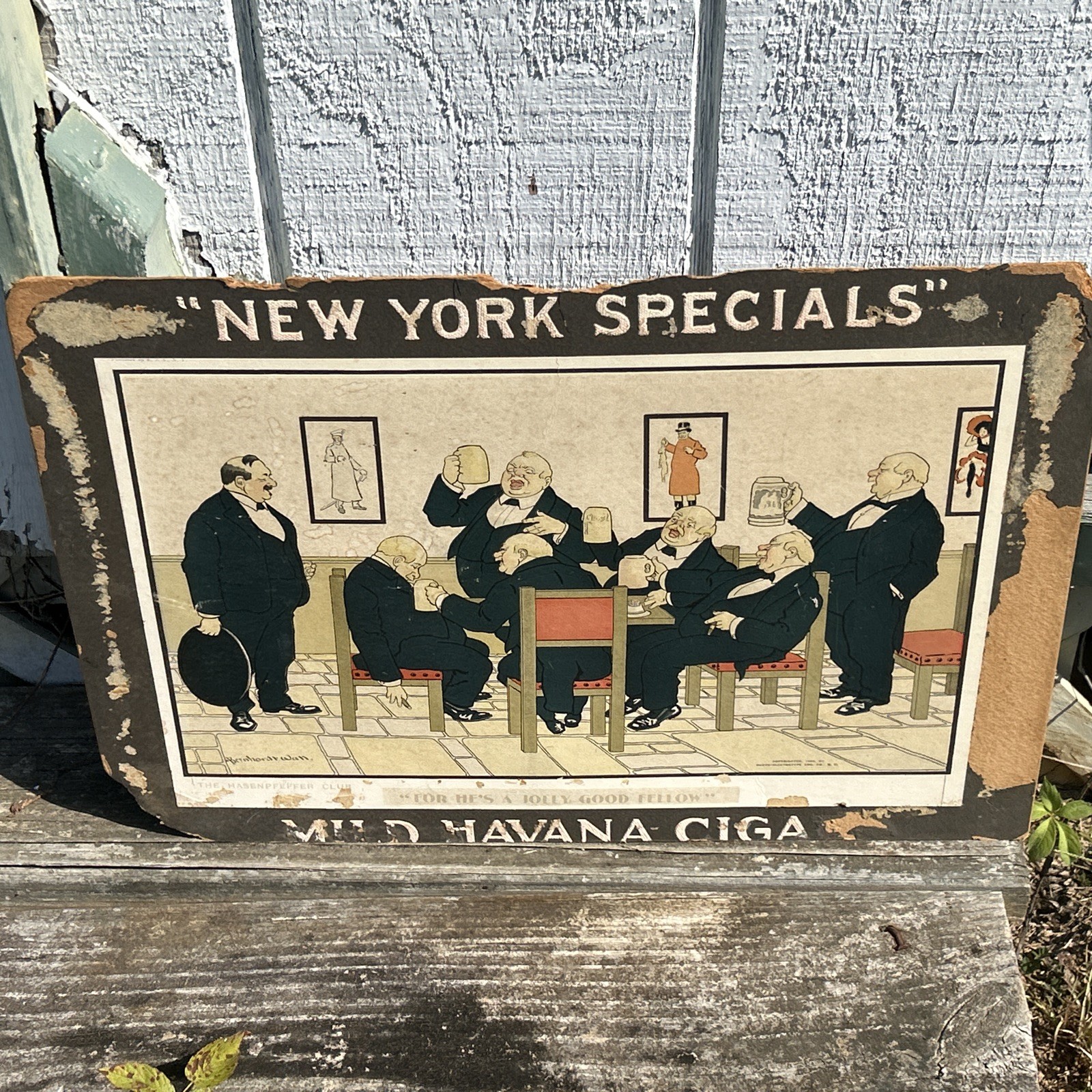 1905 New York CIGAR SIGN Mild Havana Hasenpfefer Smoking Club advertising German