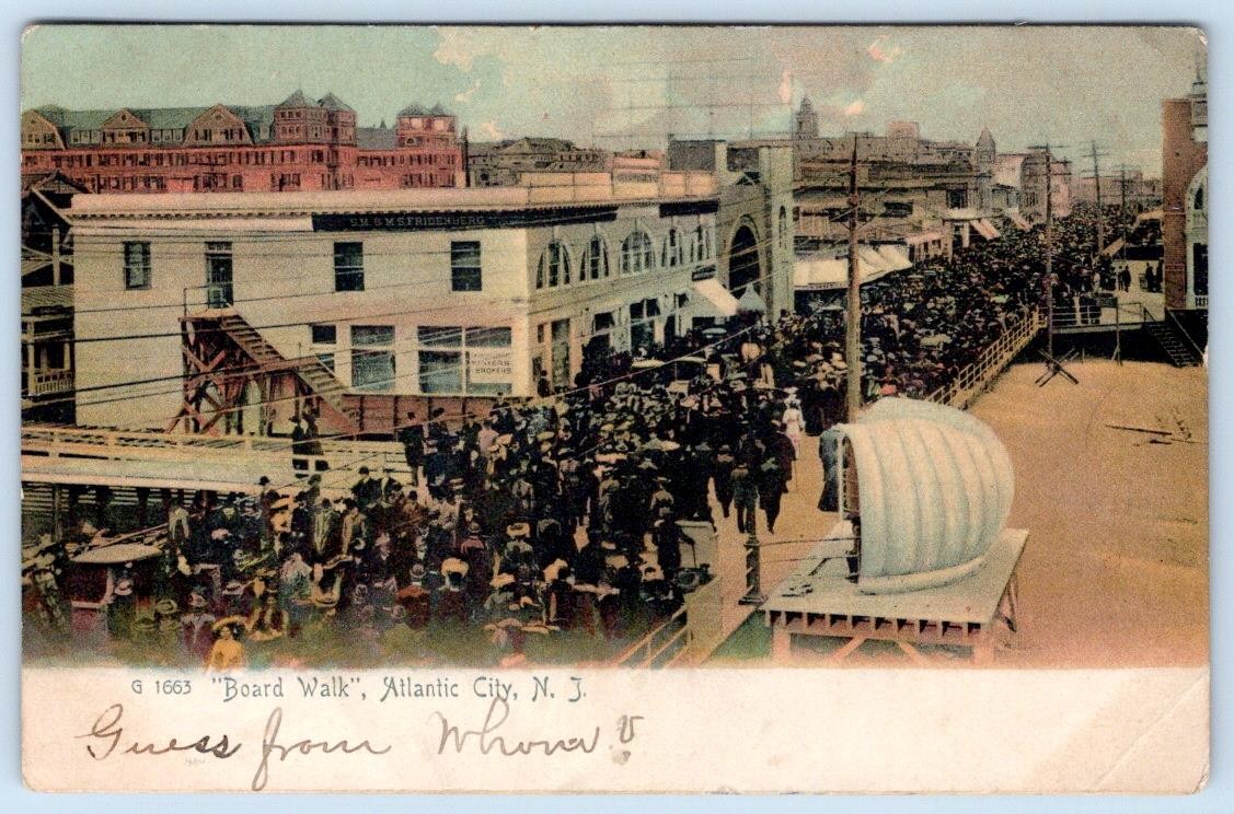 1906 BOARDWALK ATLANTIC CITY NJ ROTOGRAPH ANTIQUE POSTCARD