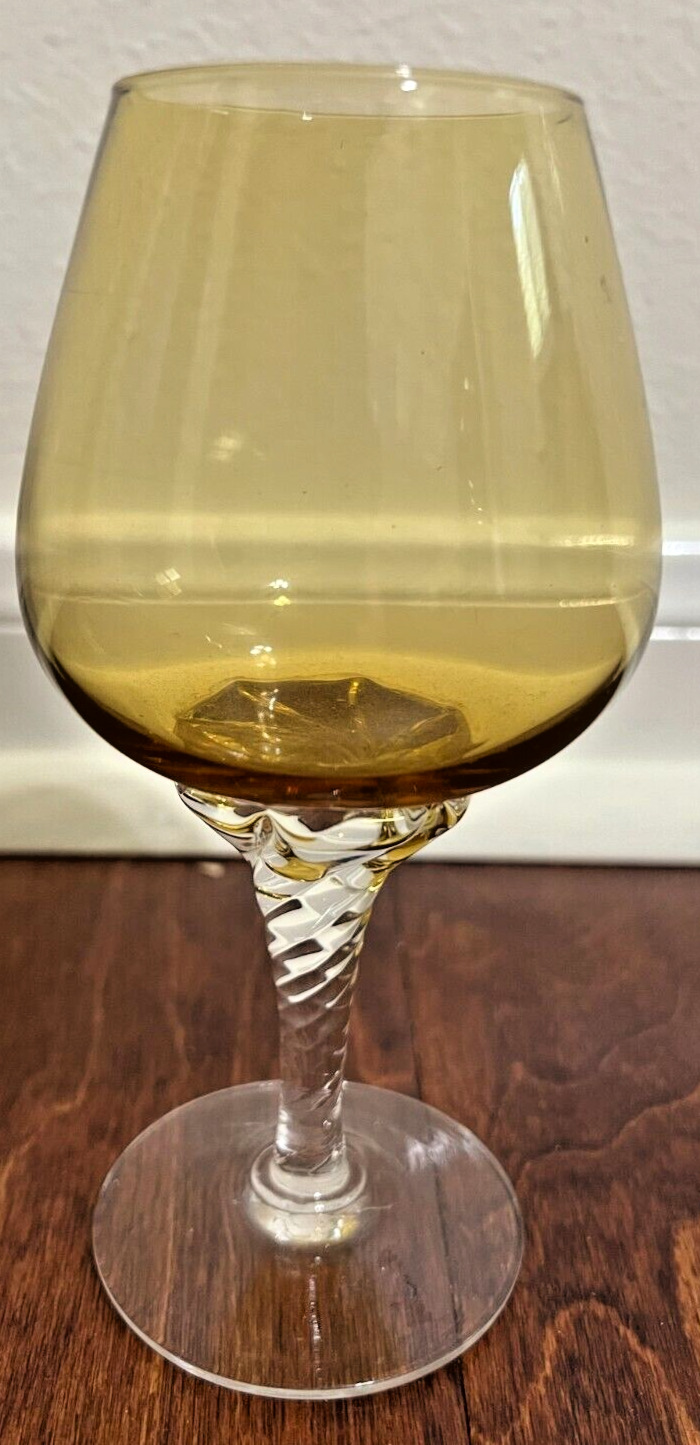 Wine Glass Amber Glass Twisted Stem Vintage Wine Glass 6