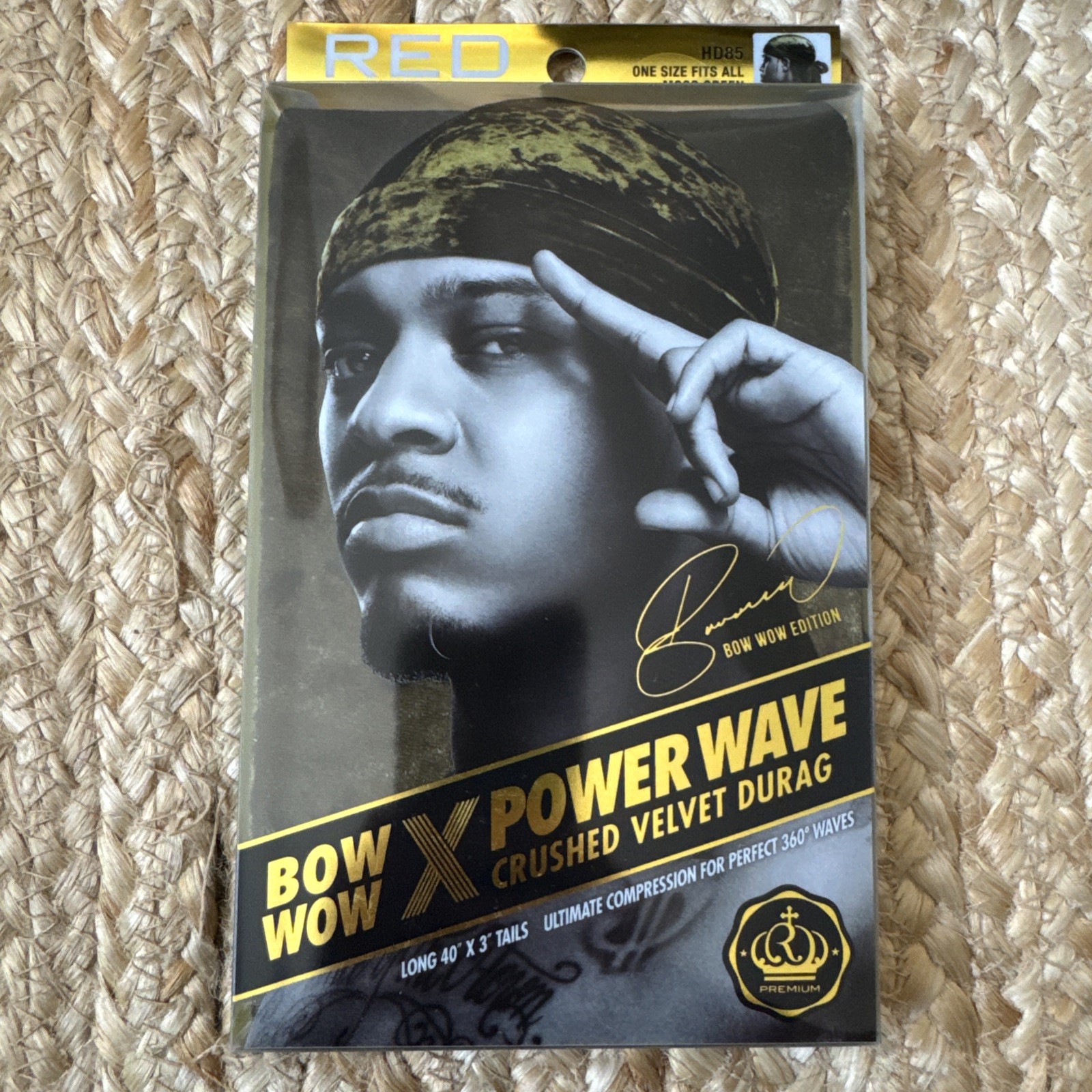  RED Premium Bow Wow X Power Wave Crushed Velvet Durag () moss green