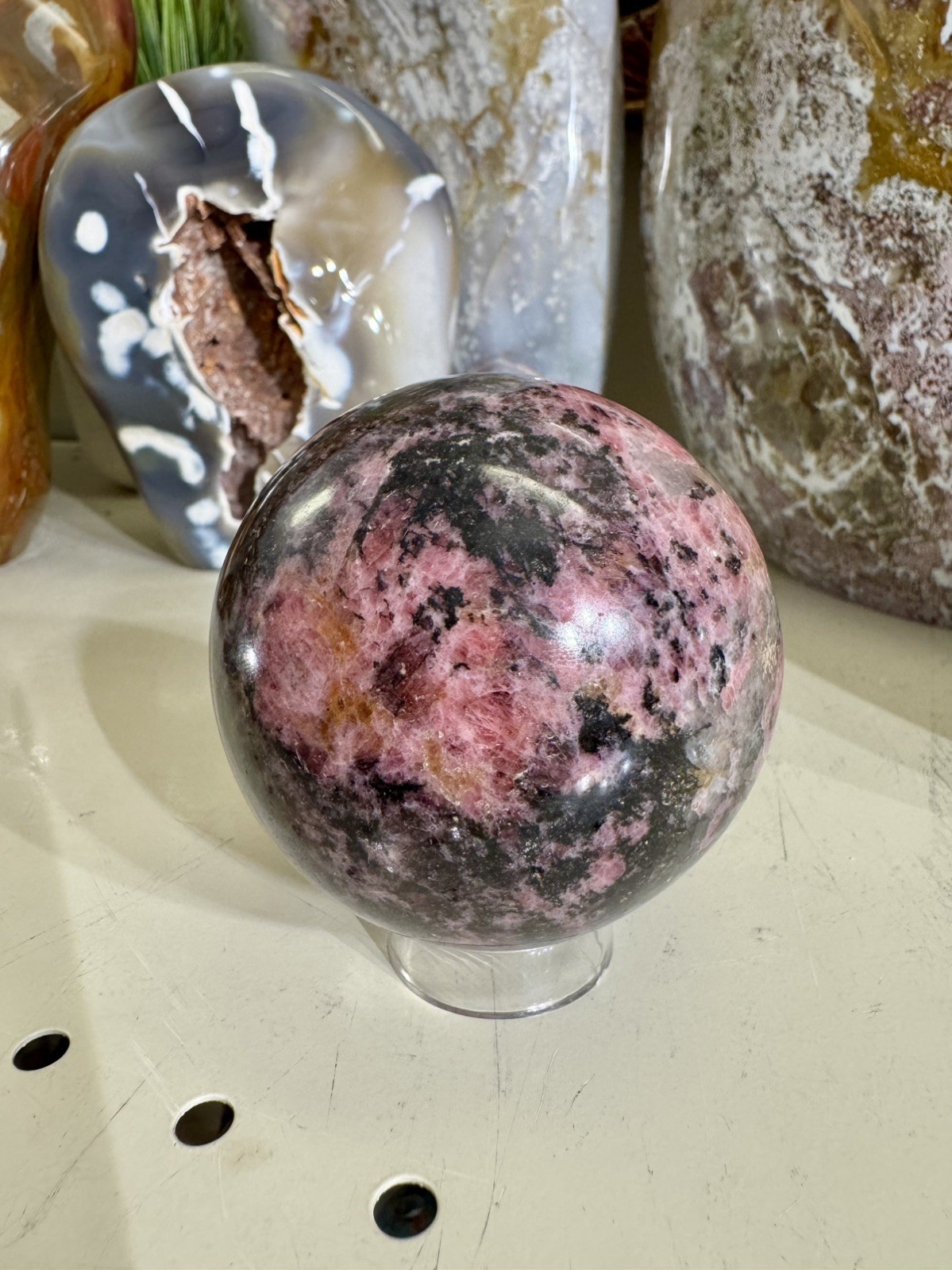 Rhodonite Sphere Ball Healing Crystals Yoga Reiki Meditation Heart 3.5\