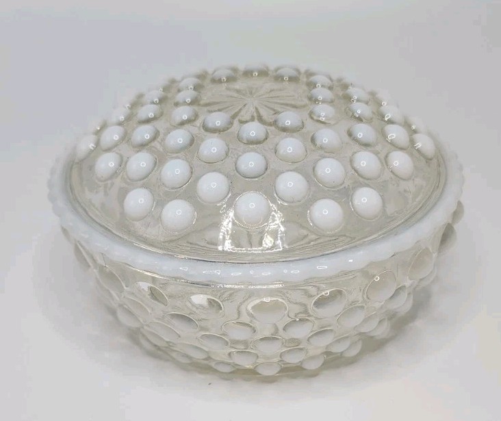 Vintage Fenton Clear Opalescent Hobnail Glass 4\