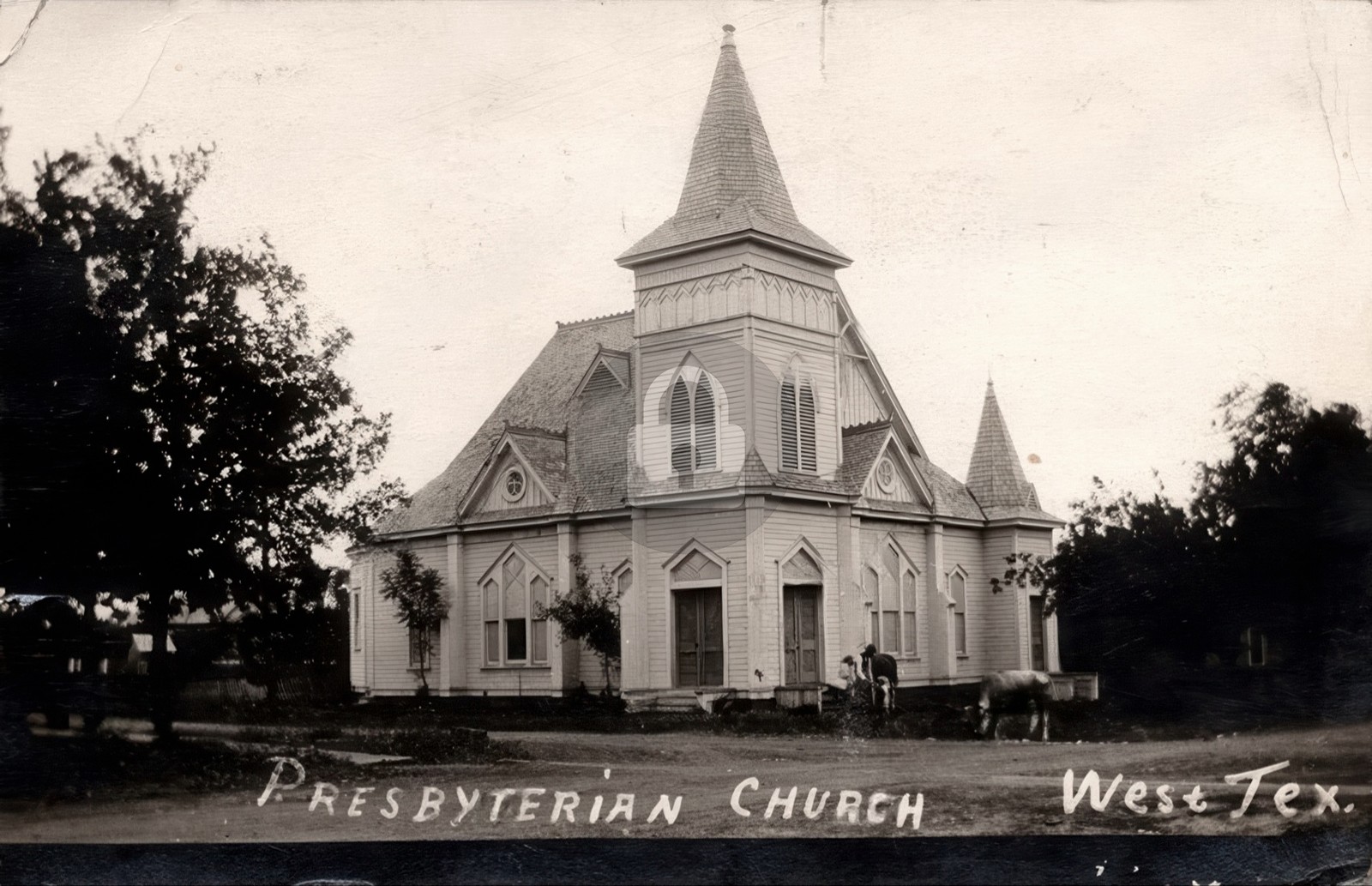 Presbyterian Church WEST Texas McLennan Co 1913 RPPC Photo Postcard COPY