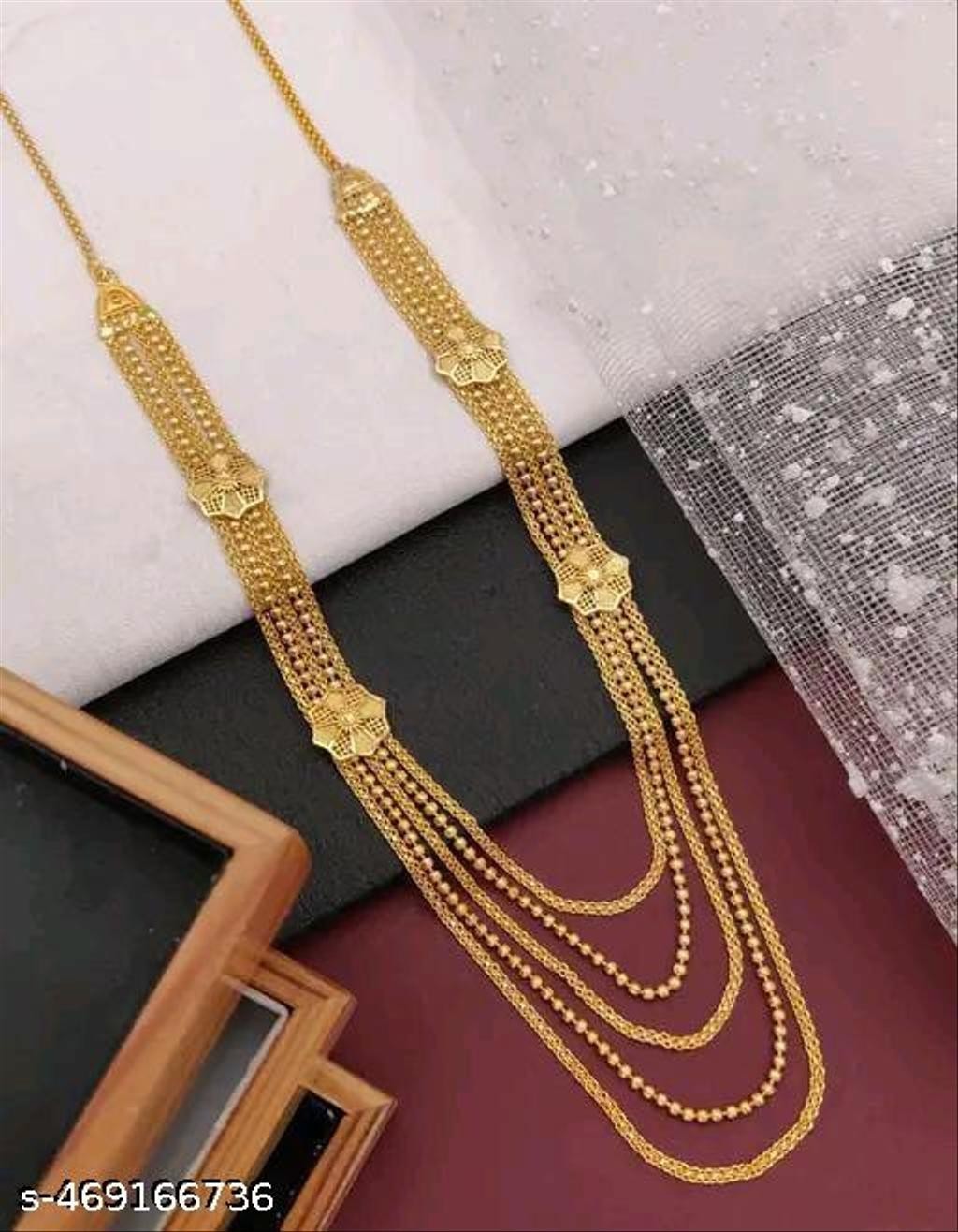 Indian Bollywood 22k Yellow Gold Plate Layer Necklace Ethnic Fashion Jewelry Set