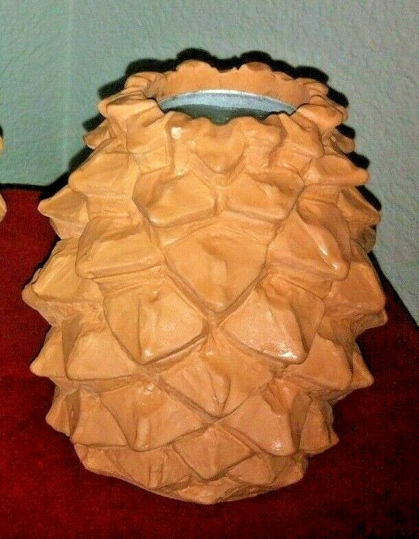 RARE TERRACOTTA CAST-STONE CONE CANDLE HOLDER - M - San Diego Art Center \'83 USA