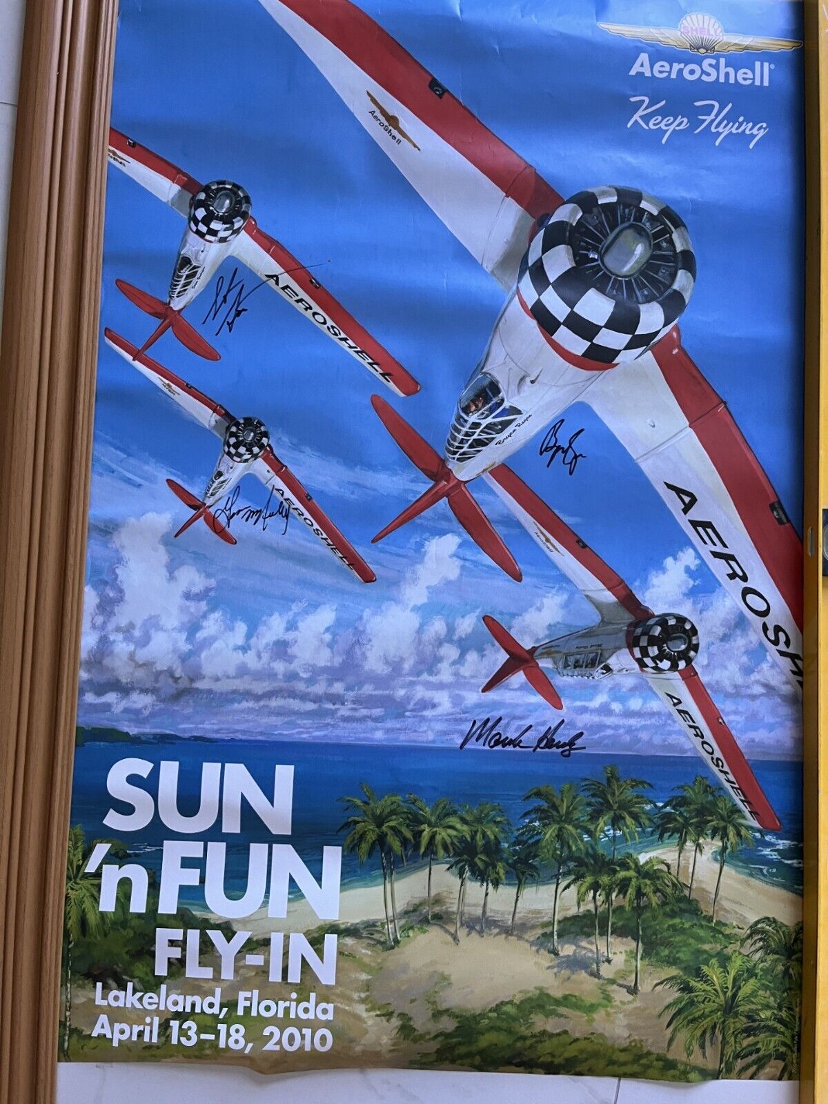 Sun'n Fun Fly-In 36 by 24 poster 4 pilots signed Lakeland Fl. April 13-18 2010