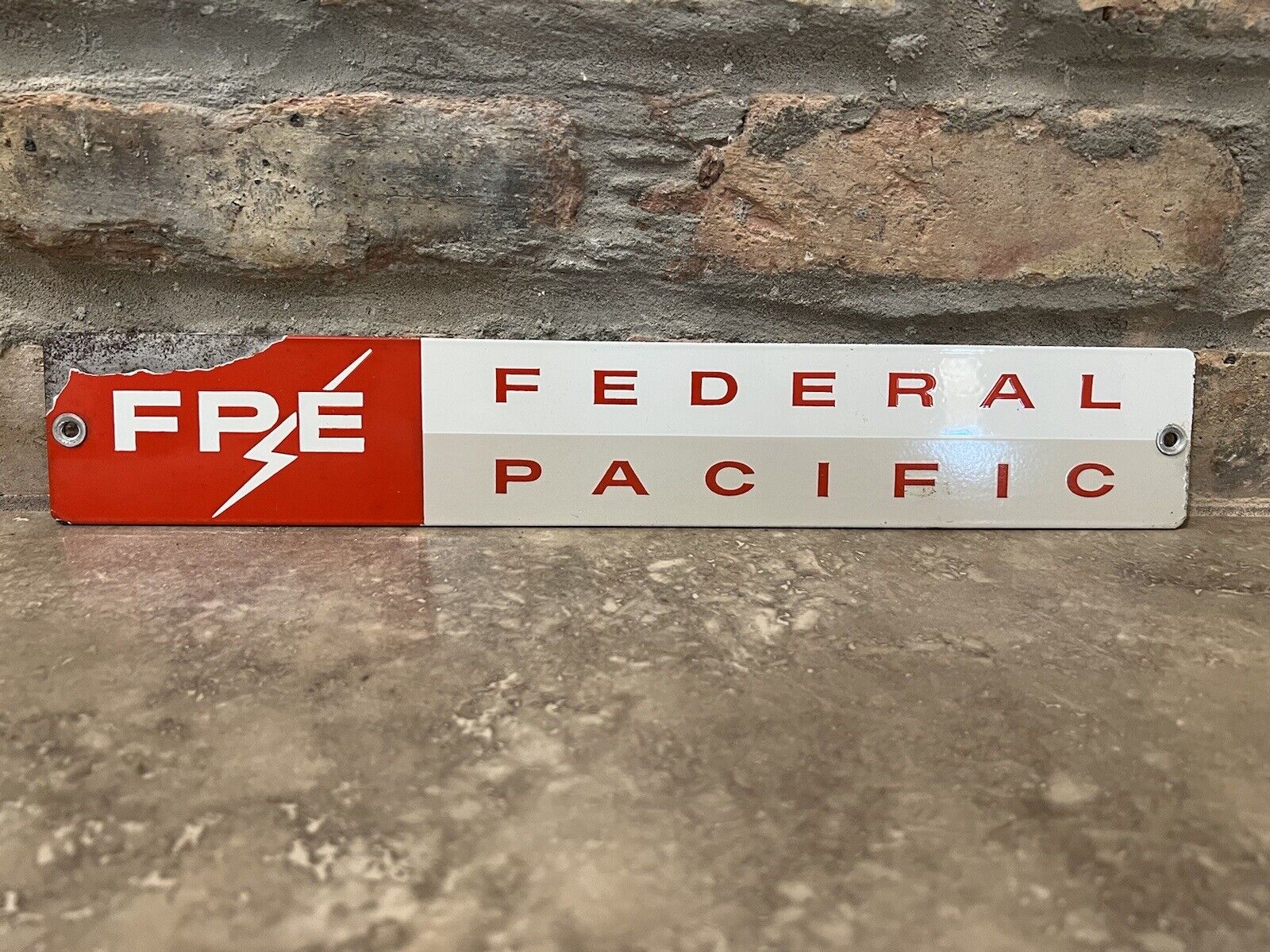 Vintage Federal Pacific Electric Old Porcelain Advertising Sign FPE