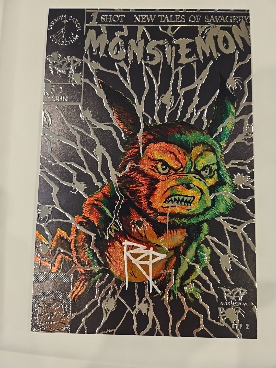 Monstemon #1 METAL RAISED RZP 1 SIGNED BY RZP W COA ASM HOMAGE