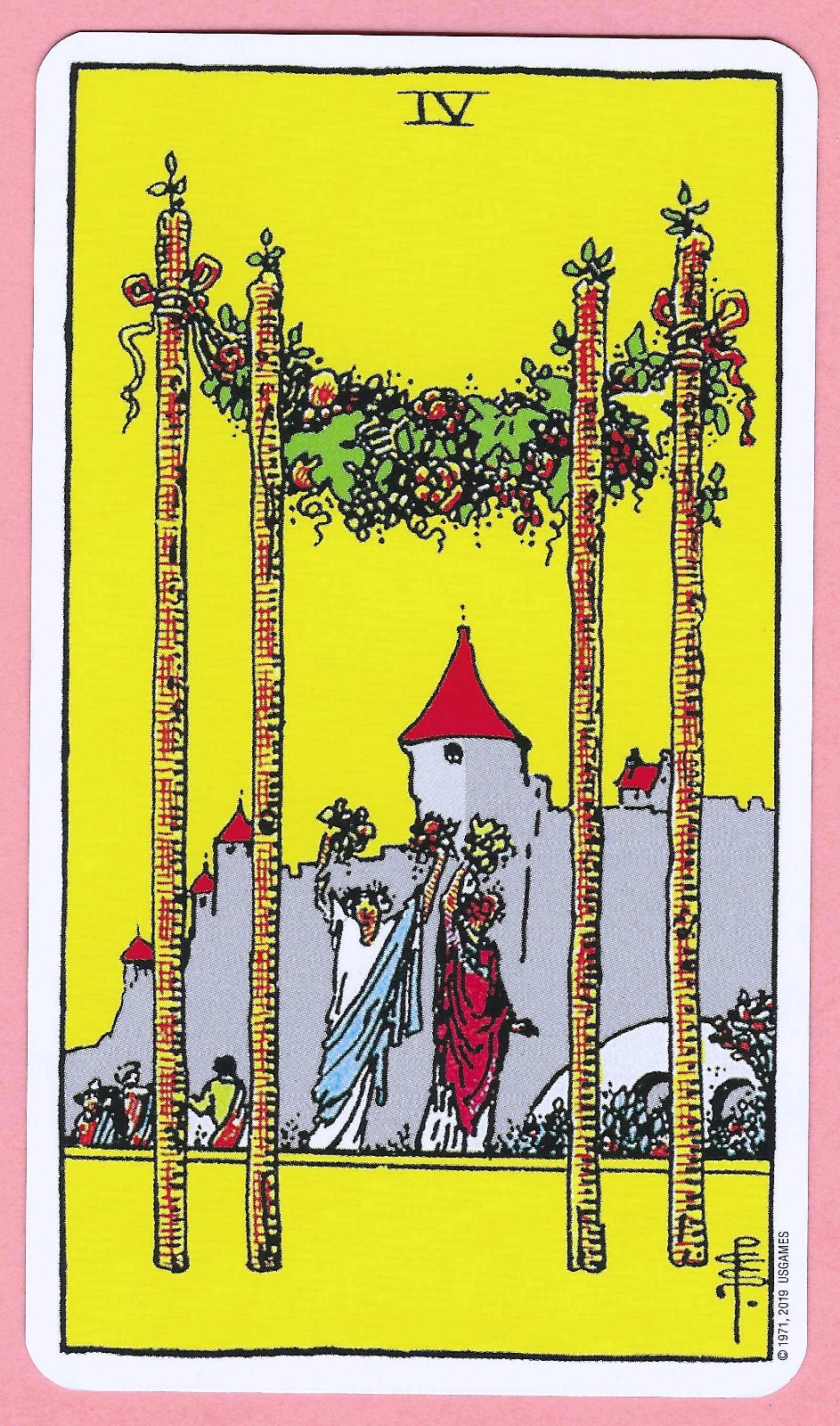 Four of Wands, Rider Waite Single Swap Tarot Card, \ Four of Wands, Rider Waite Single Swap Tarot Card, \