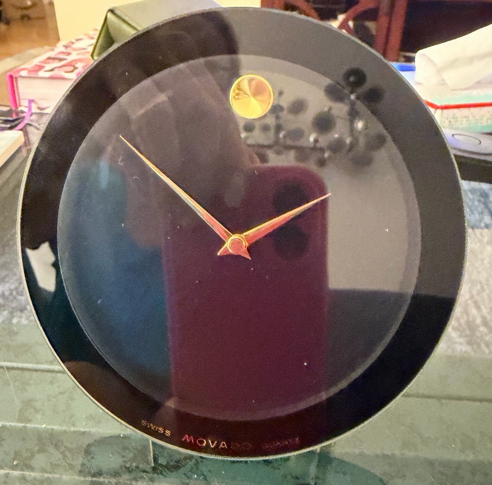 Vintage Movado Museum Ref 2655 Swiss Quartz Desk Clock 4” with Box Runs Slow