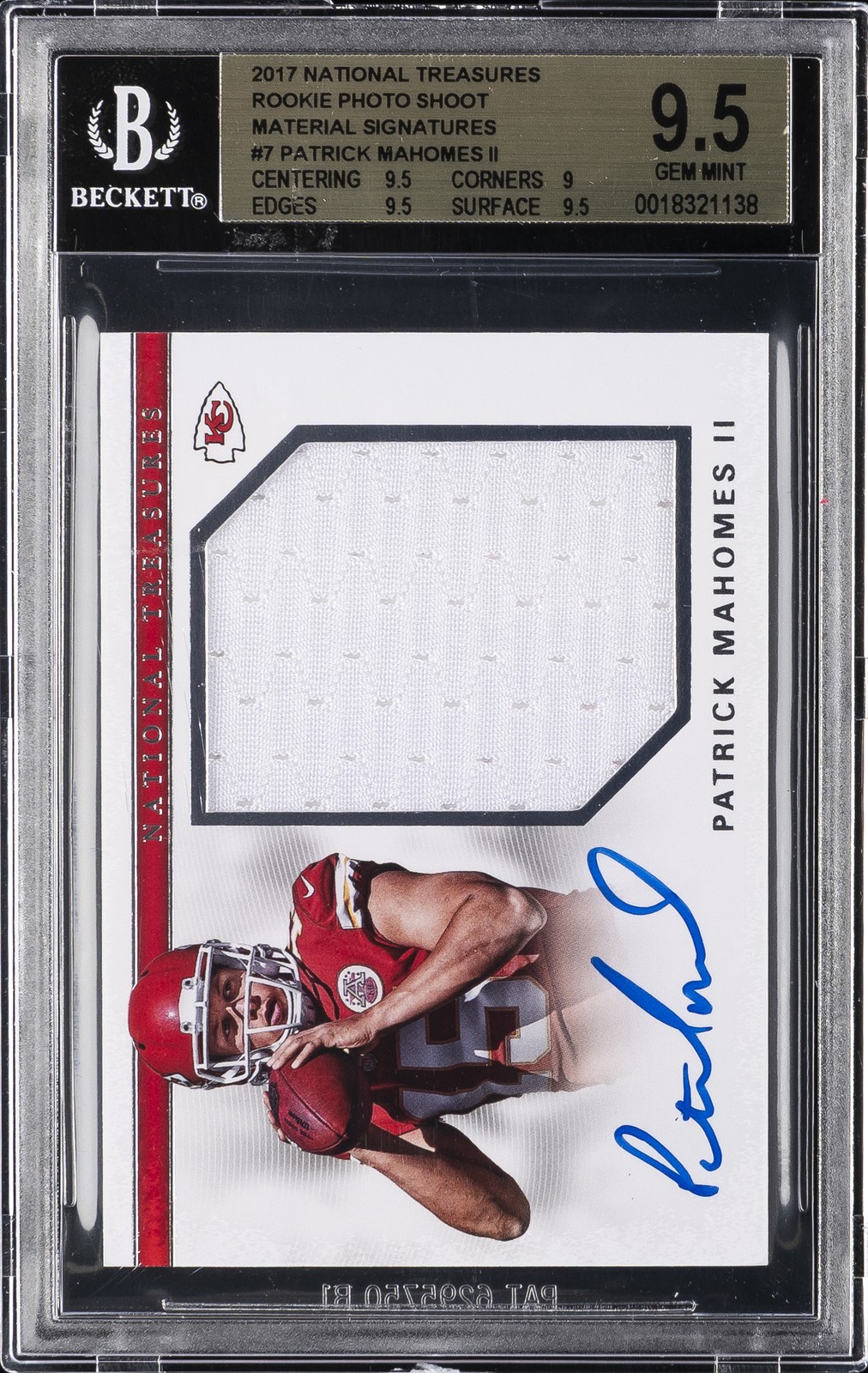 2017 NATIONAL TREASURES #7 PATRICK MAHOMES II BGS 9.5
