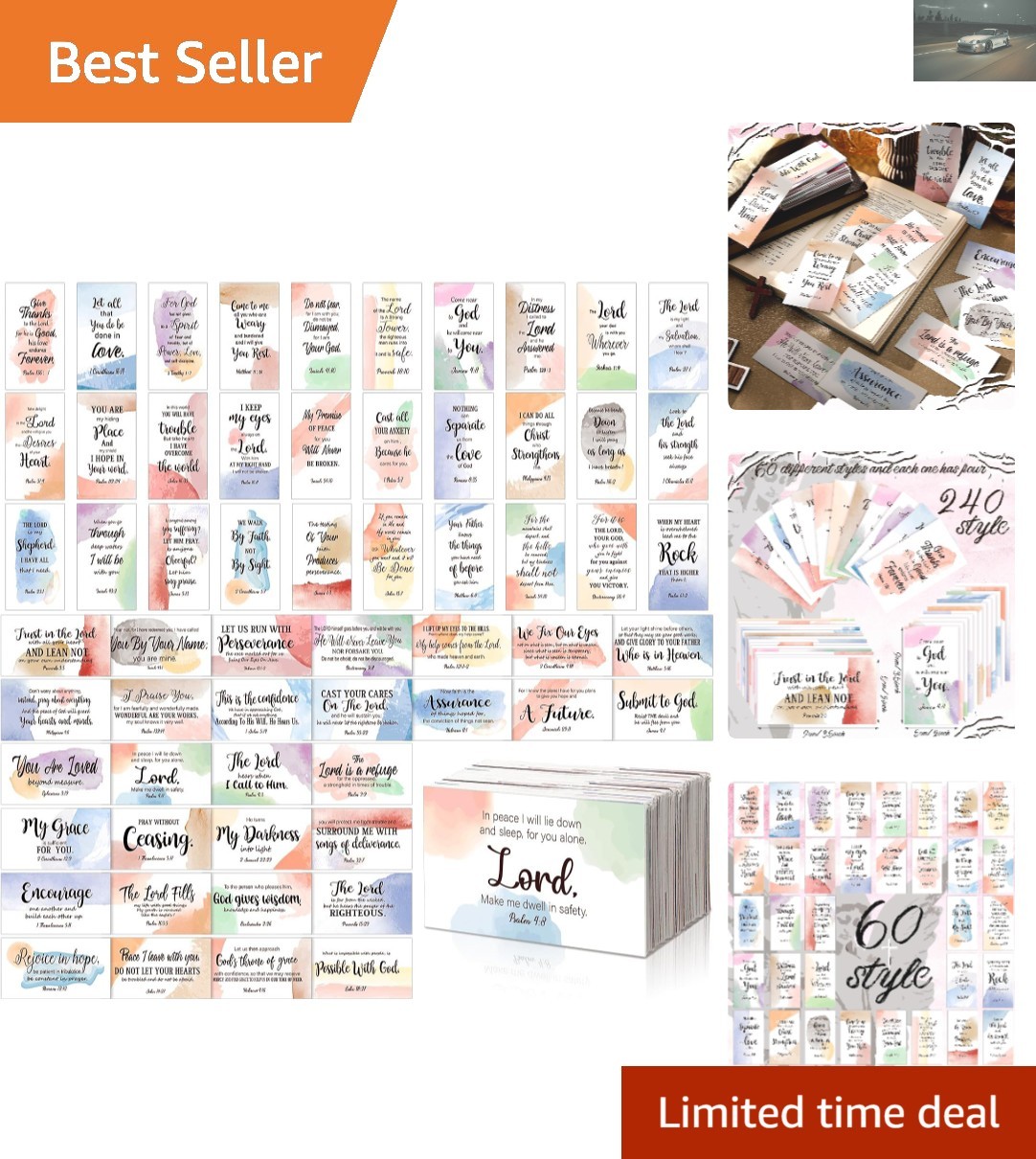 Cute 240 Pcs Bible Verse Cards in Pastel Colors - Daily Inspiration & Motivation