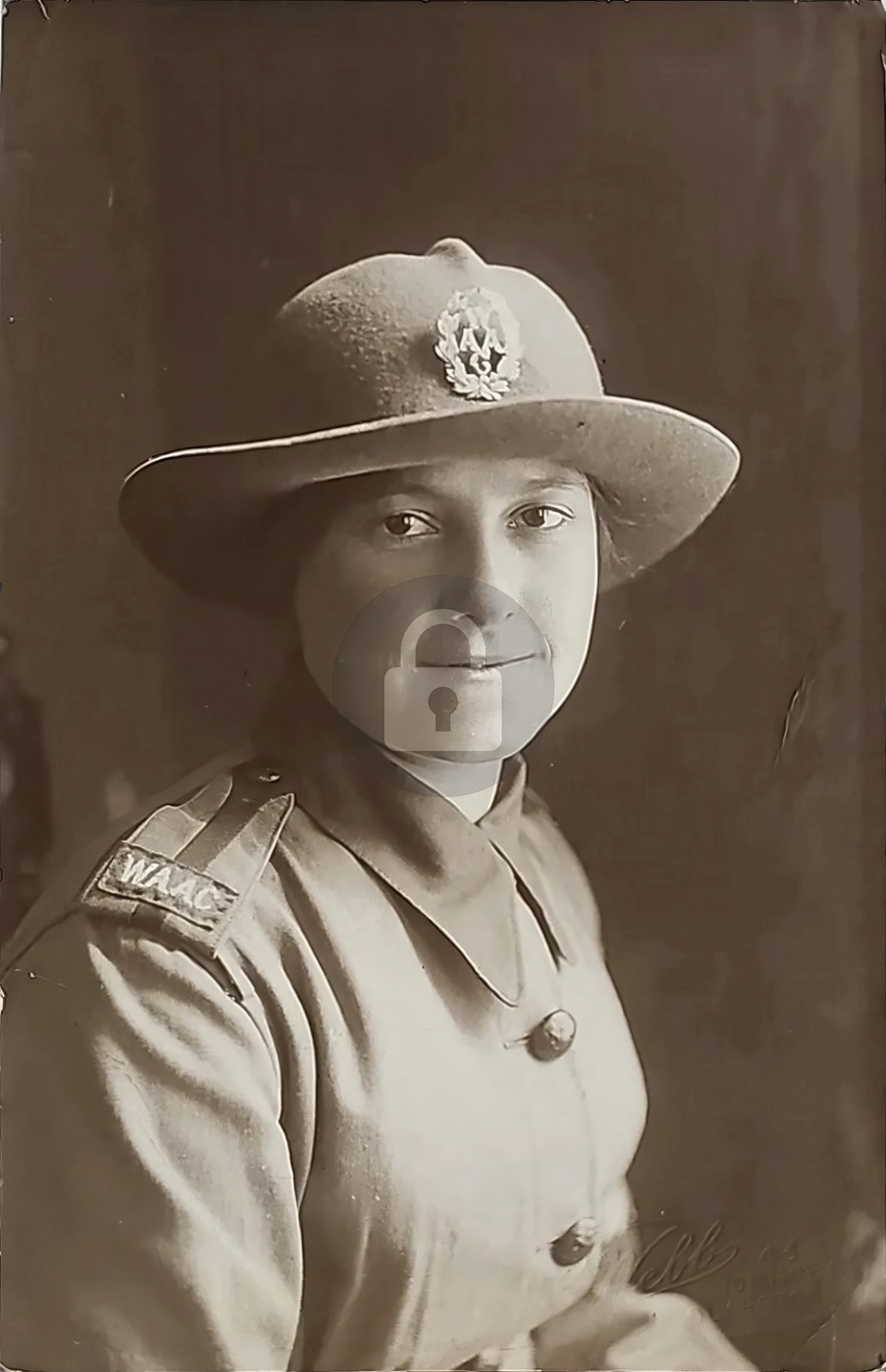 WW1 Lovely Young British Woman Army WAAC In Uniform Folkestone UK RPPC COPY
