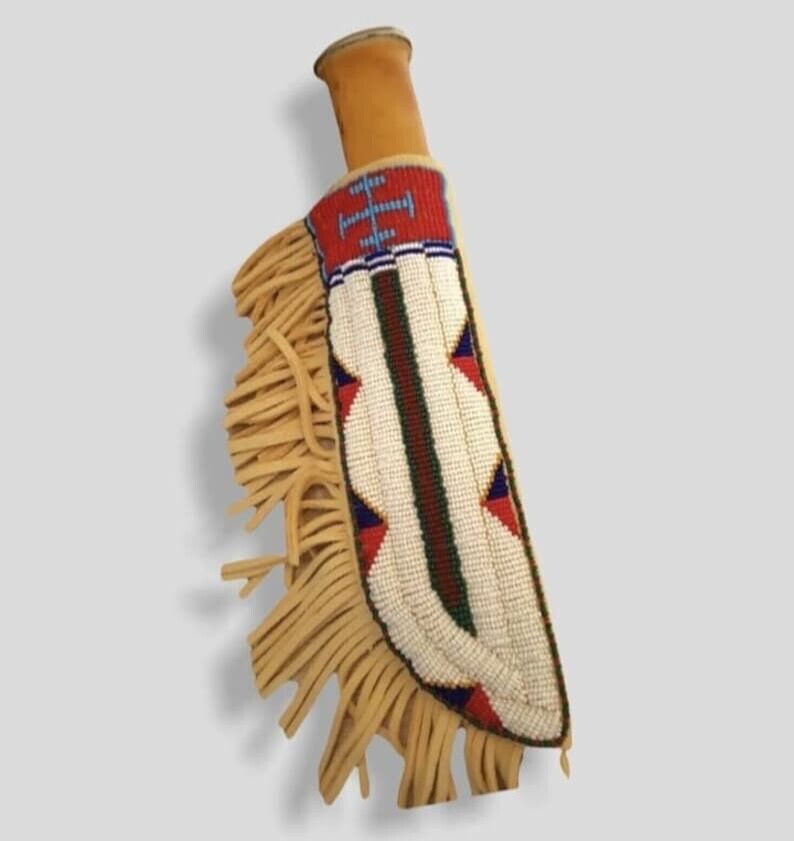 Indian Beaded Knife Cover Native American Sioux Handmade Knife Sheath