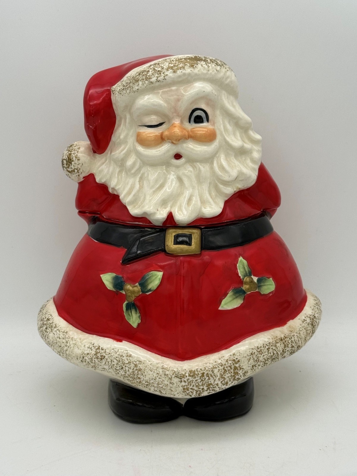 Vintage Lefton Winking Santa Cookie Jar 10 Vintage Lefton Winking Santa Cookie Jar 10