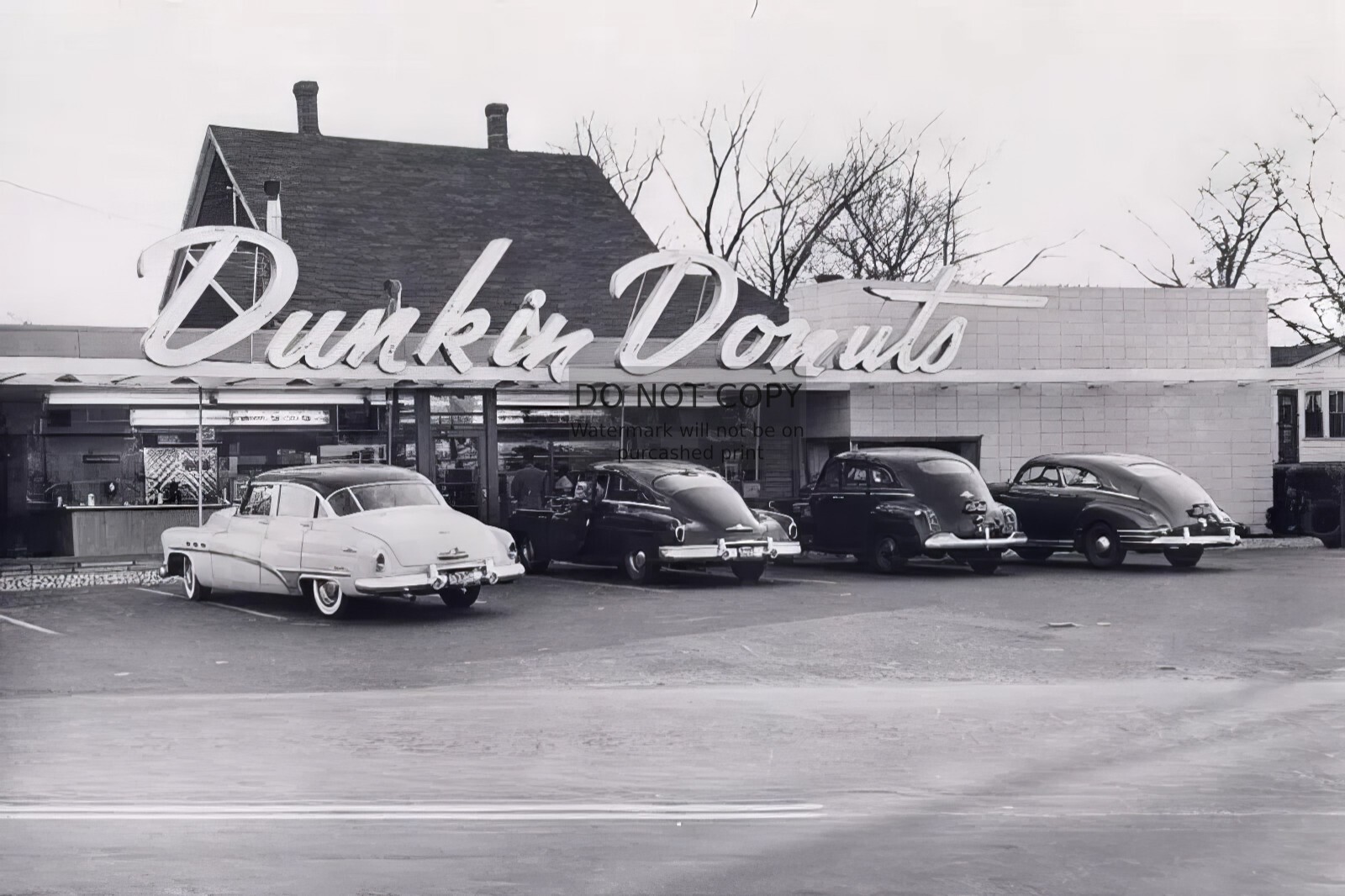DUNKIN DONUTS STREETSIDE VIEW RESTRAUNT VINTAGE 1948 4X6 PHOTO POSTCARD