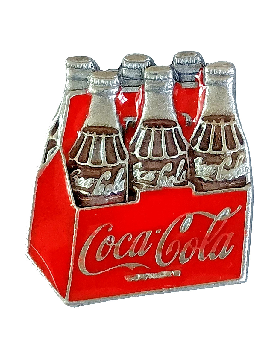 1996 Coca-Cola Coke Bottle 6-Pack Embossed Pewter? Lapel Pin NOS New