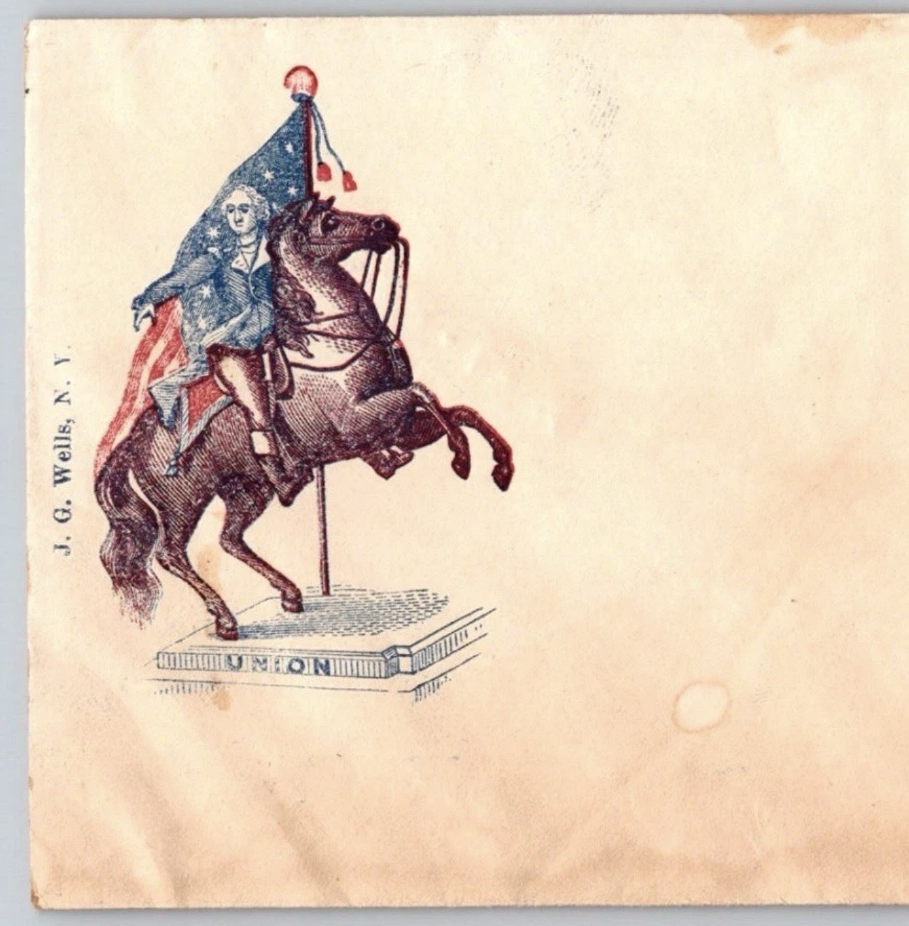 Civil War Patriotic Cover J G Wells Cartoon Cavalry Attack 1860s Envelope
