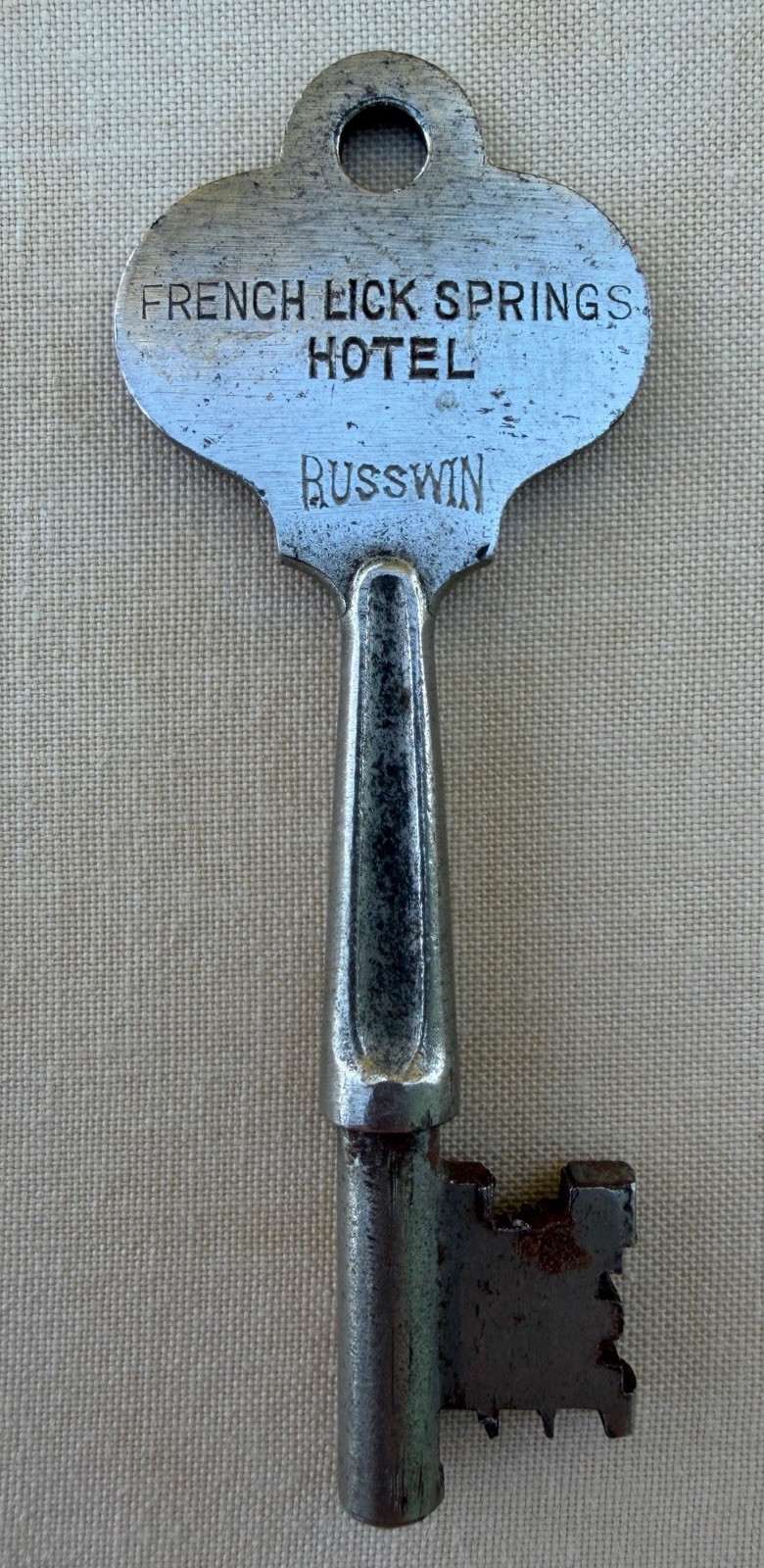 Antique c.1930s French Lick Springs Hotel Room 1027 RUSSWIN Skeleton Key 3-1/2”