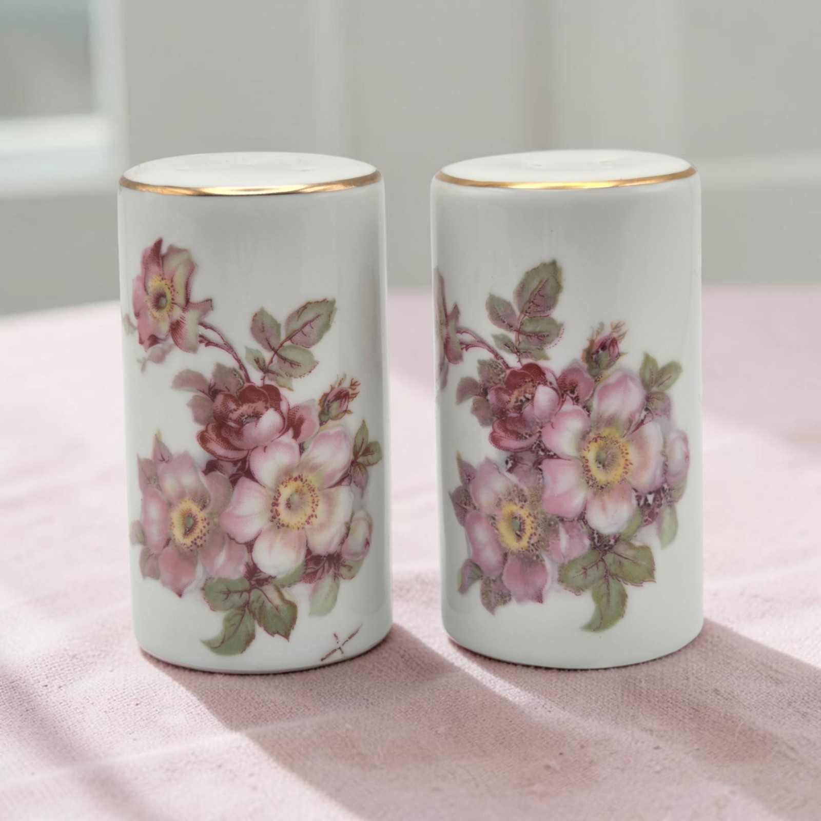 Vintage Schumann Arzberg Bavaria Wild Rose Porcelain Salt & Pepper Shakers