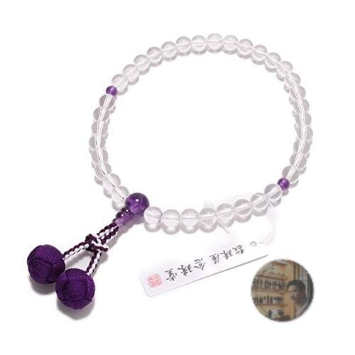 Nenjuya Nenjudo Women's Prayer Beads Crystal & Amethyst 100% Silk Tassel Japan