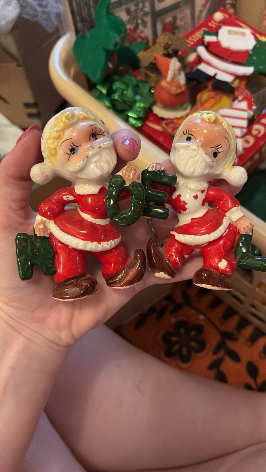 HTF Vintage Tilso NOEL Santa Salt And Pepper Shakers Japan