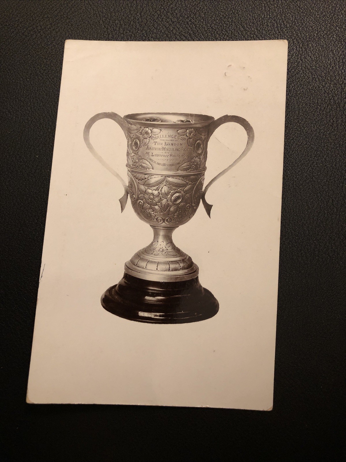 1909 RPPC Silver Trophy Cup London Amateur Wrestling Society Challenge Engraved