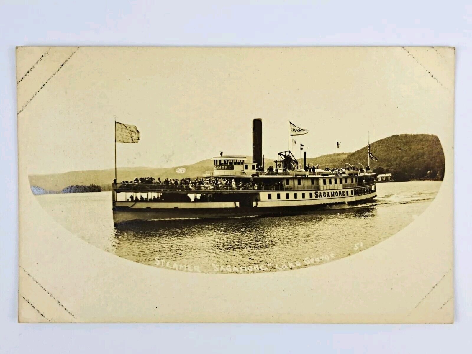 RPPC Sagamore Steamer Lake George New York Adirondack Unposted AZO c1910s