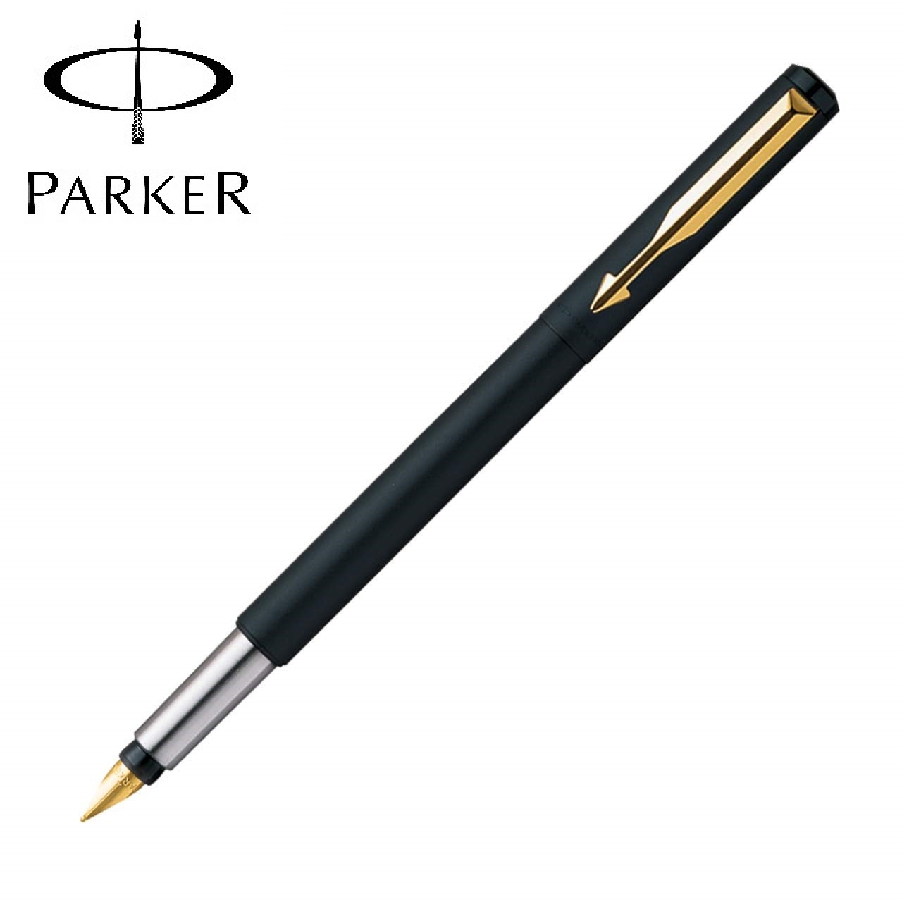 Parker Vector Matte Black GT Fountain Blue Ink Pen Gold Plated Nib New Gold Trim
