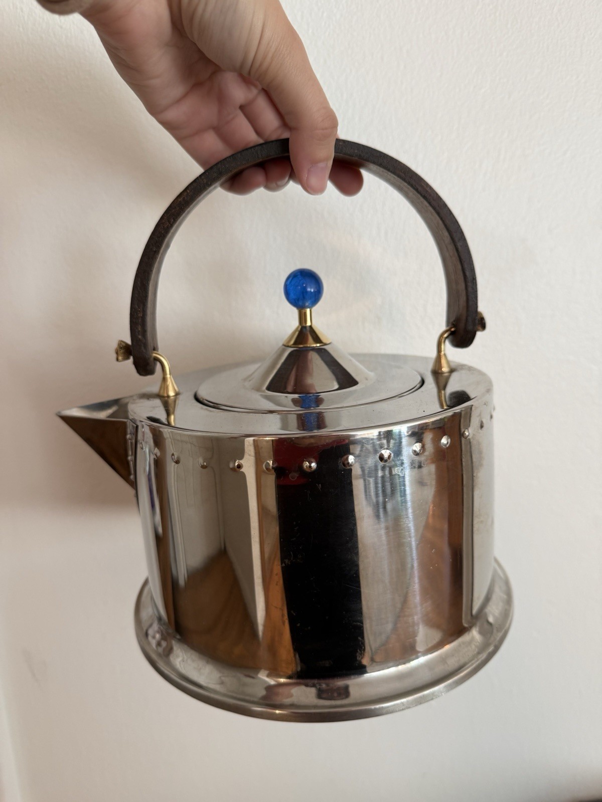 Vintage Bodum Ottoni Tea Kettle Carsten Jorgensen Italy Stainless Wood