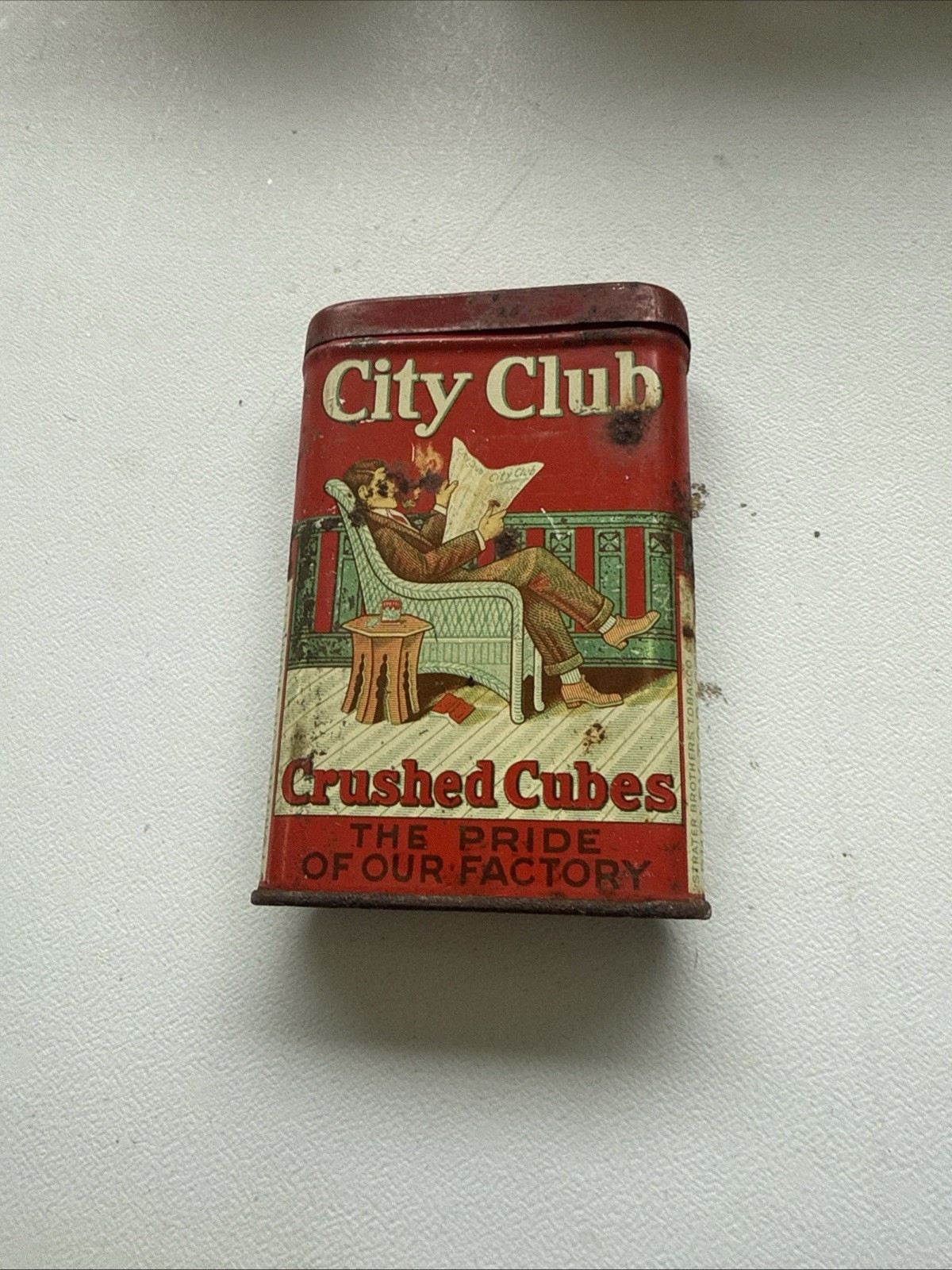 Vintage City Club Crushed Cubes Early Pocket Tin Burley Tobacco Co 1910\'s
