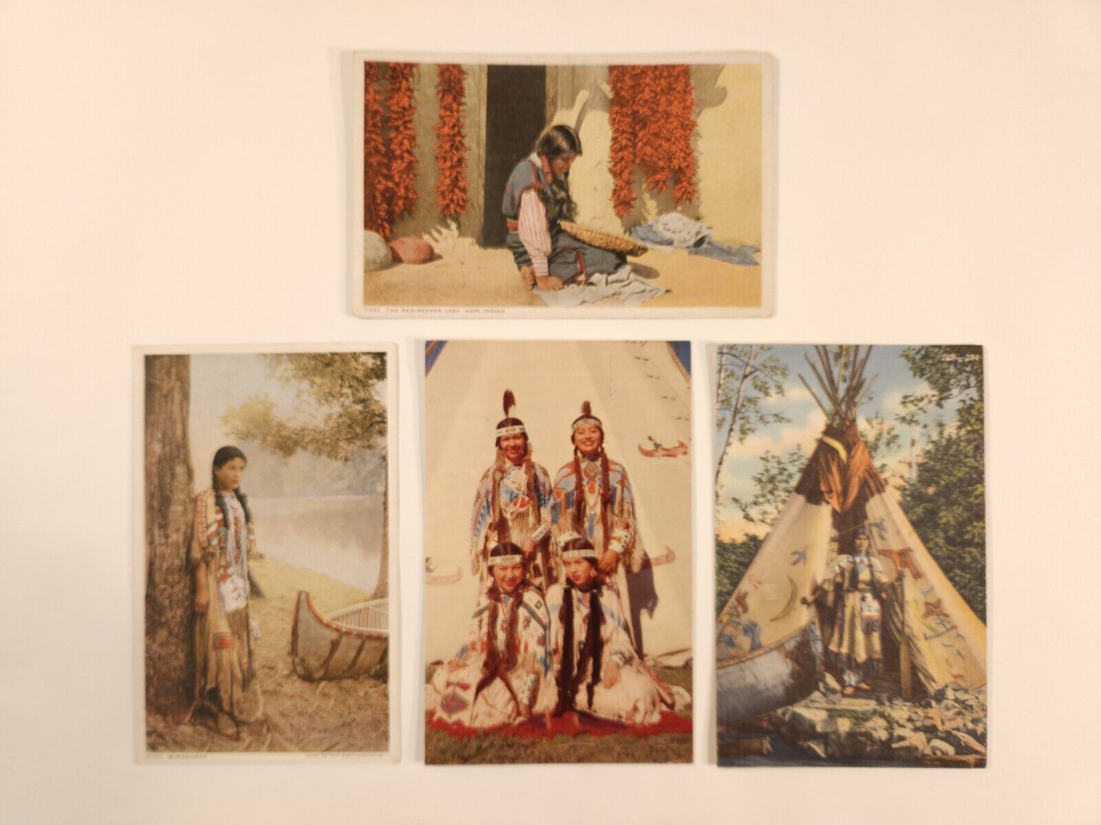 Vintage Indian Maiden Postcards 1950s Originals Lot of Four